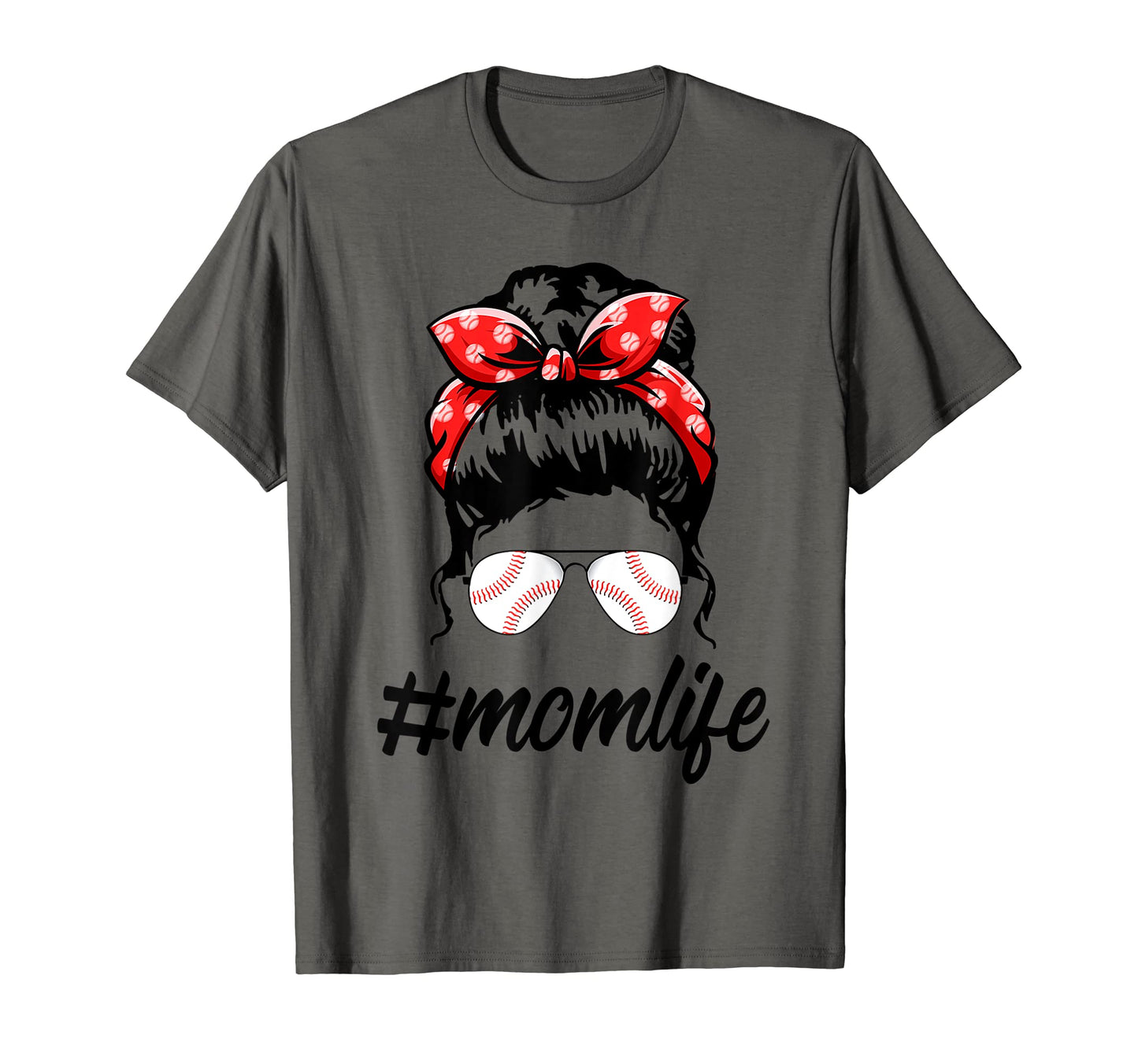 Momlife Baseball Mom Leopard Messy T-Shirt - Minimalist Print Men Women - T-Shirt, Sweatshirt, Hoodie