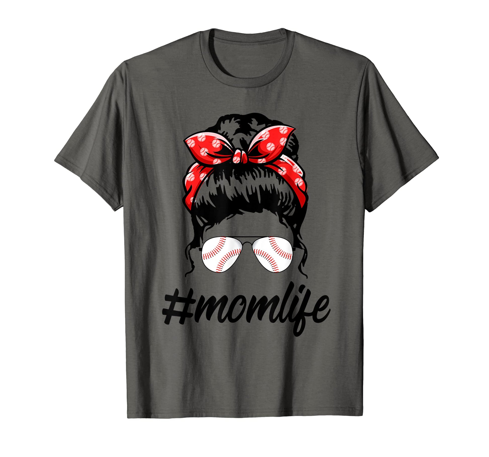 Momlife Baseball Mom Leopard Messy T-Shirt - Minimalist Print Men Women - T-Shirt, Sweatshirt, Hoodie