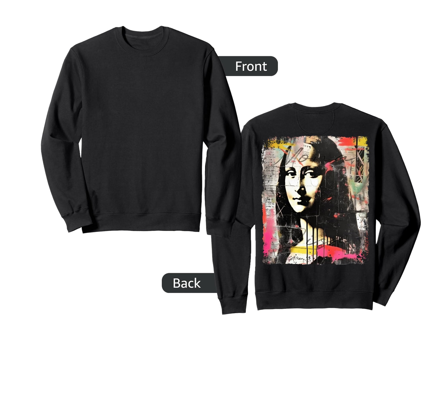 Mona Lisa Art Y2K Back Streetwear Sweatshirt - Streetwear Style Men Women - T-Shirt, Sweatshirt, Hoodie