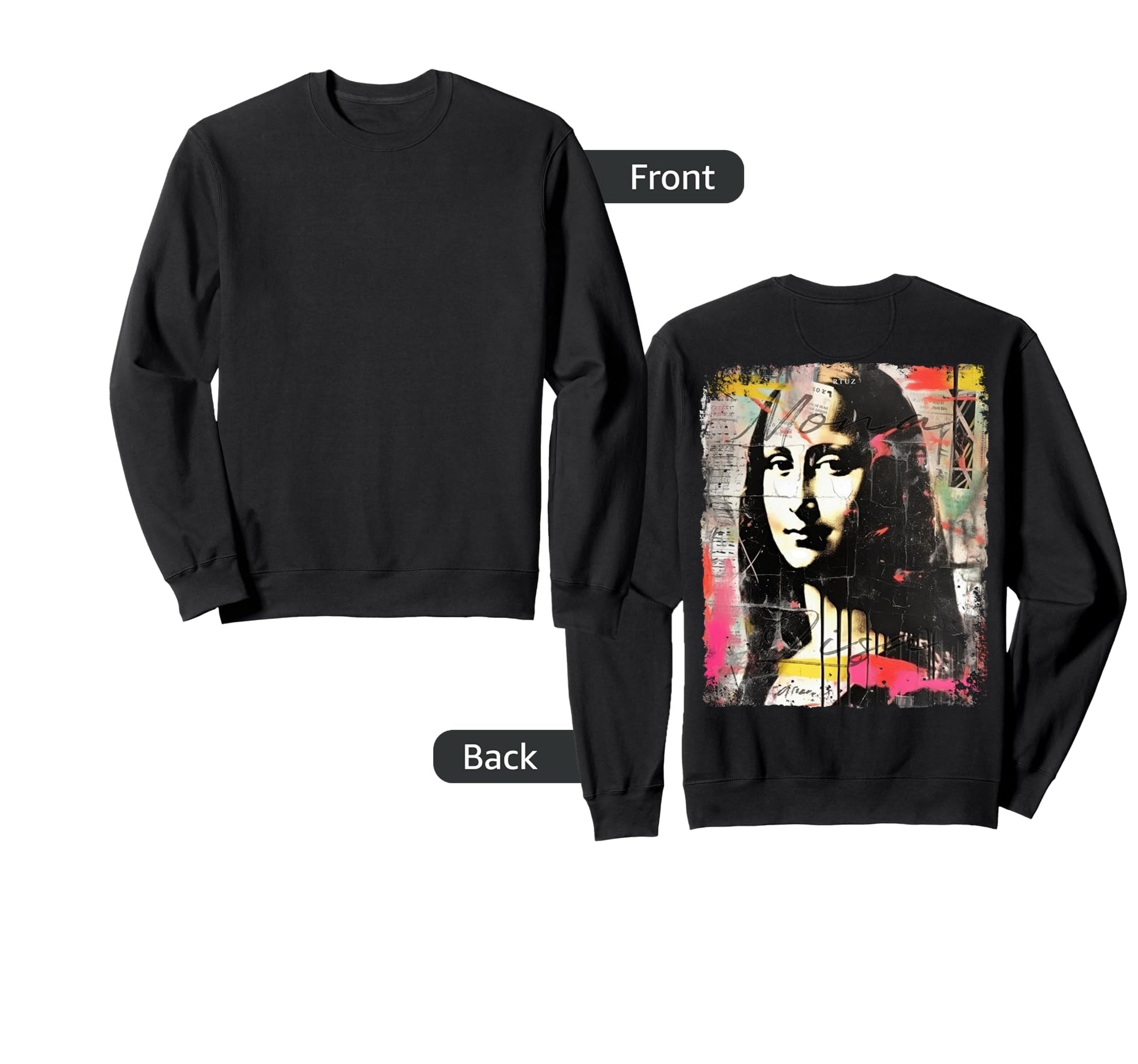 Mona Lisa Art Y2K Back Streetwear Sweatshirt - Streetwear Style Men Women - T-Shirt, Sweatshirt, Hoodie