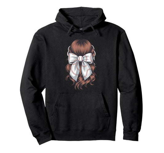 Baseball Coquette Bow Baseball Mom Hoodie - Minimalist Print for Adults - T-Shirt, Sweatshirt, Hoodie