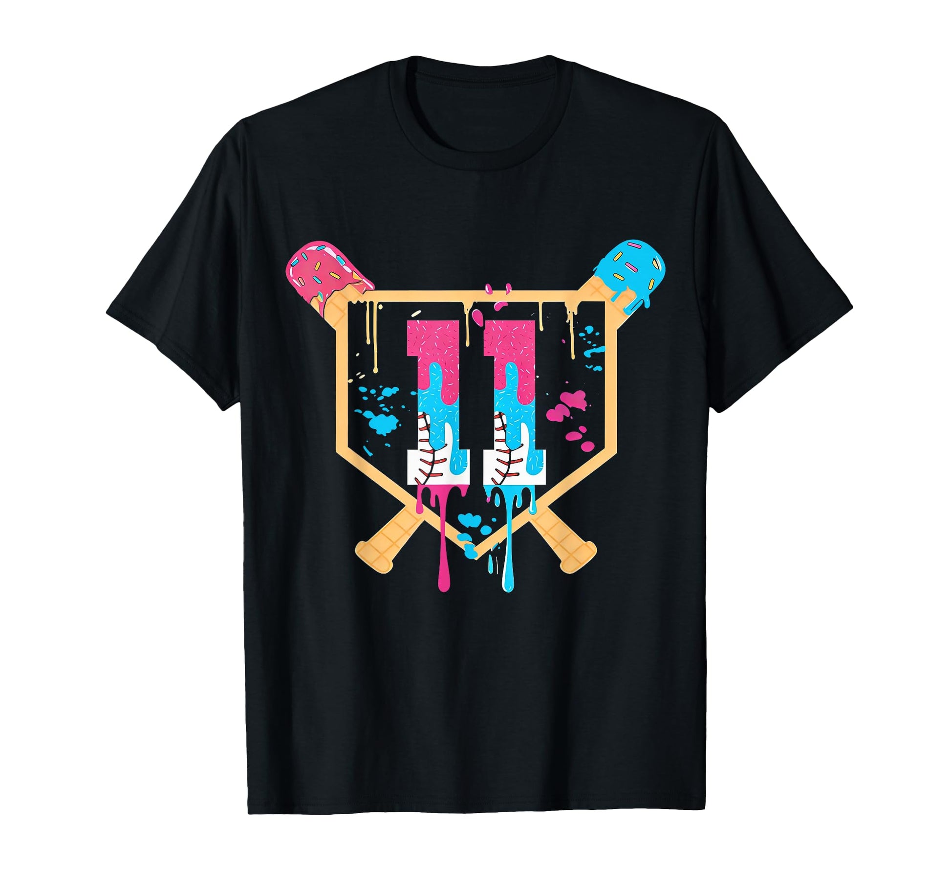 Baseball 11Th Birthday Ice Cream T-Shirt - Casual Everyday Wear for Adults - T-Shirt, Sweatshirt, Hoodie