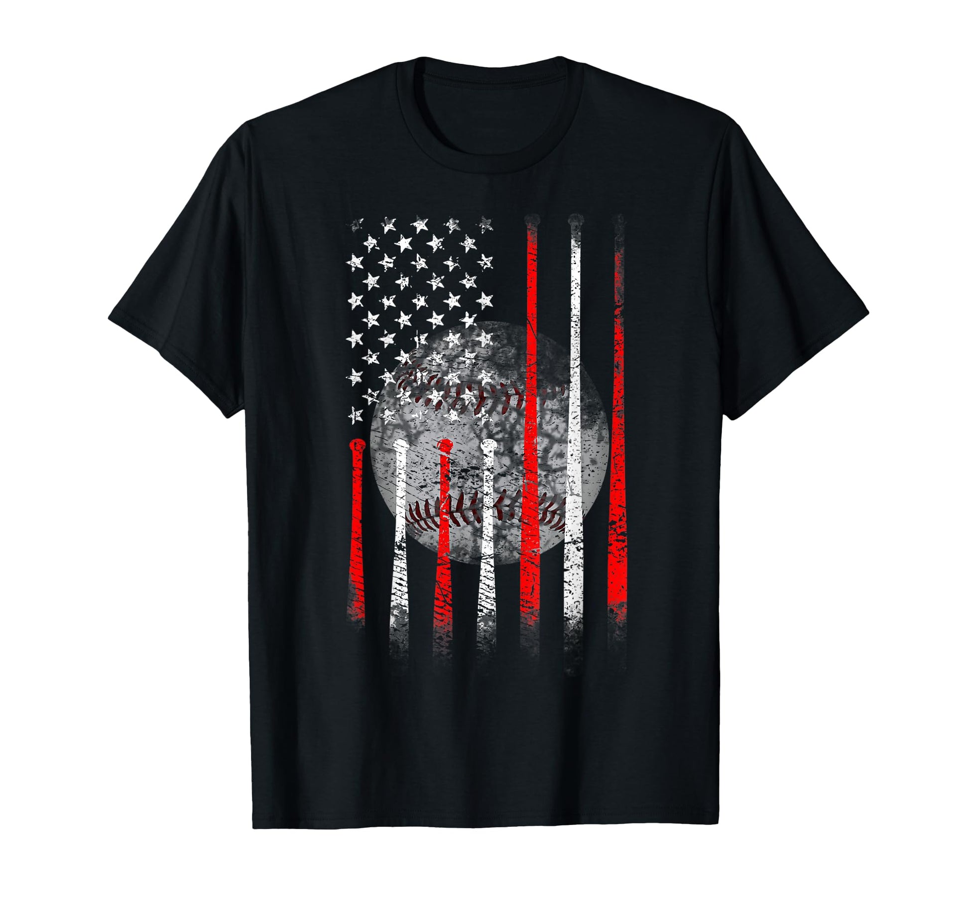 Baseball Usa Flag American Flag Patriotic T-Shirt - Trendy Graphic Unisex - T-Shirt, Sweatshirt, Hoodie