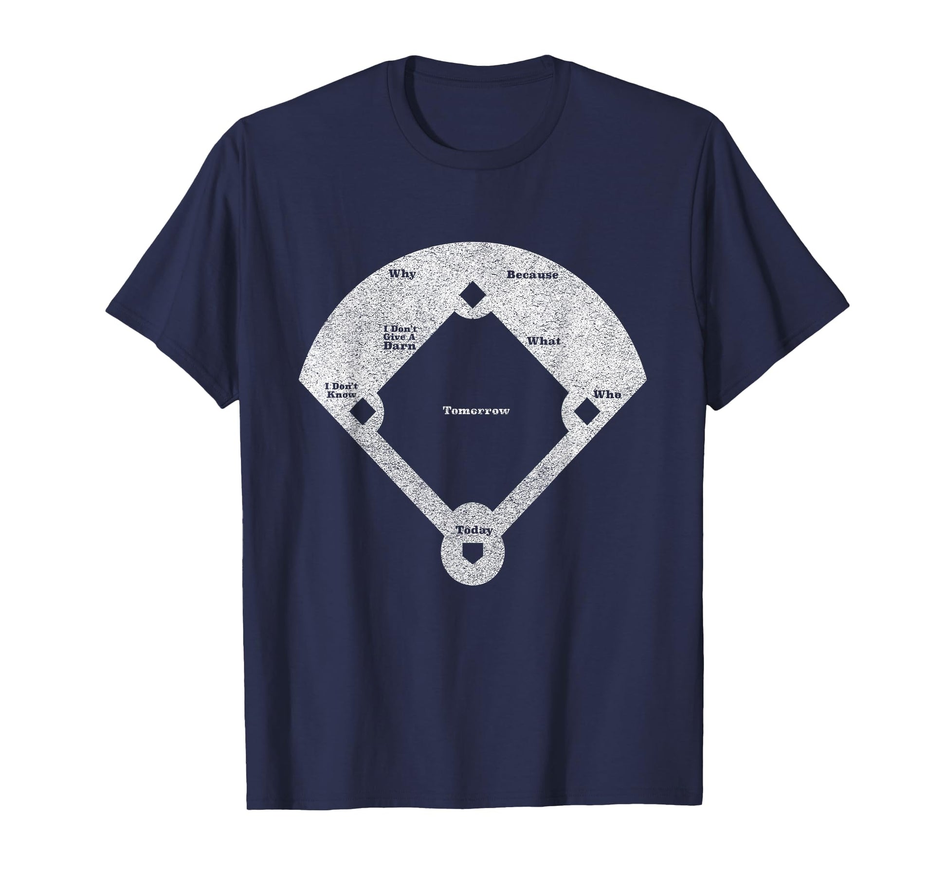 Funny Baseball Whos First Distressed T-Shirt - Minimalist Print for Adults - T-Shirt, Sweatshirt, Hoodie
