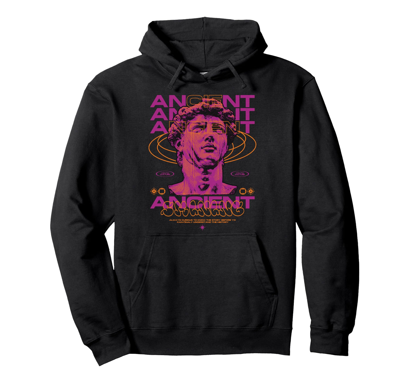 Y2K Ancient Bold Urban Graffiti Aesthetic Hoodie - Graphic Print for Adults - T-Shirt, Sweatshirt, Hoodie