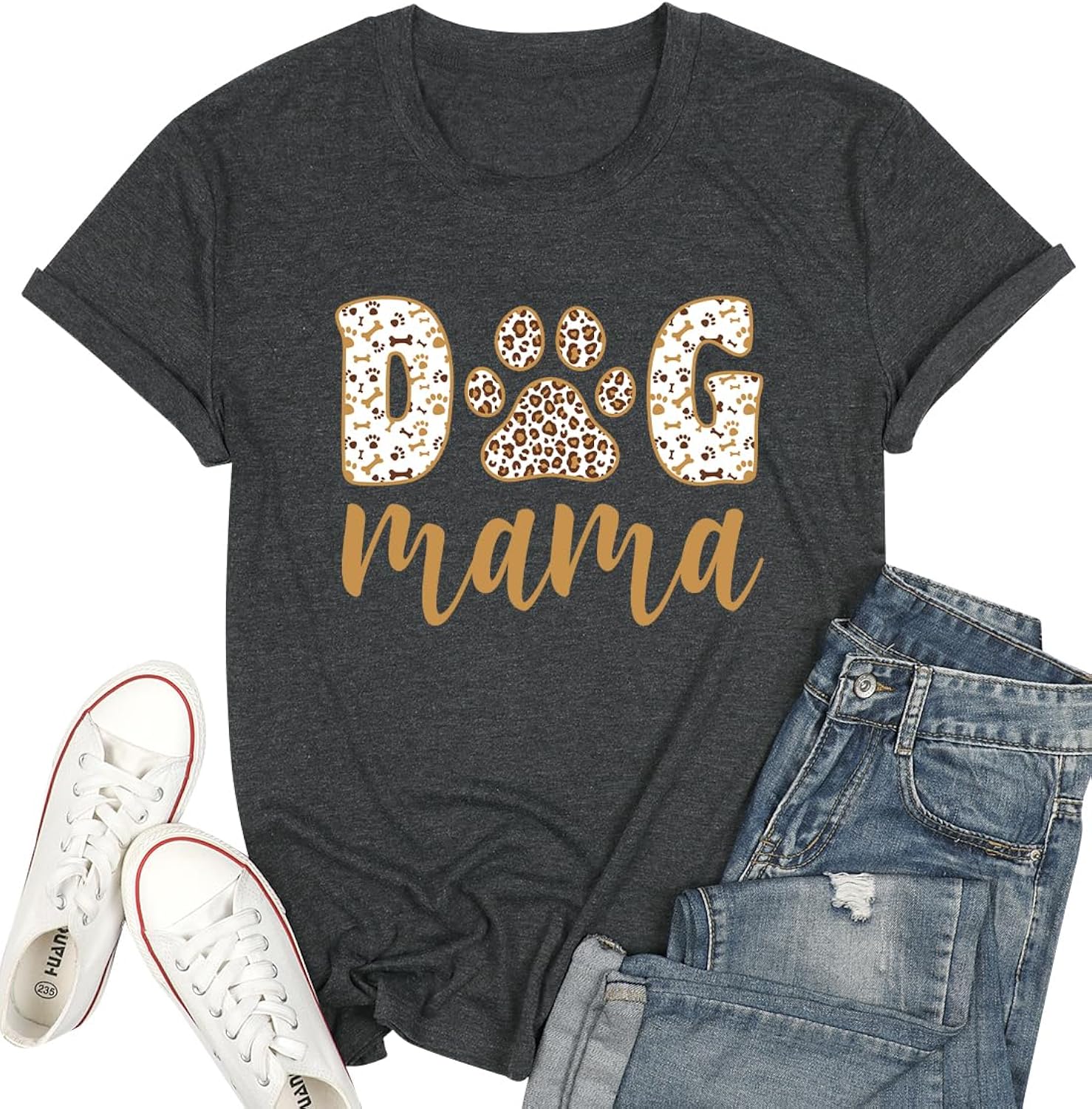 Dog Mom Women Funny Paw Graphic Letter Print Pets - Adult & Kids T-Shirts, Sweatshirts & Hoodies apparel design preview 1