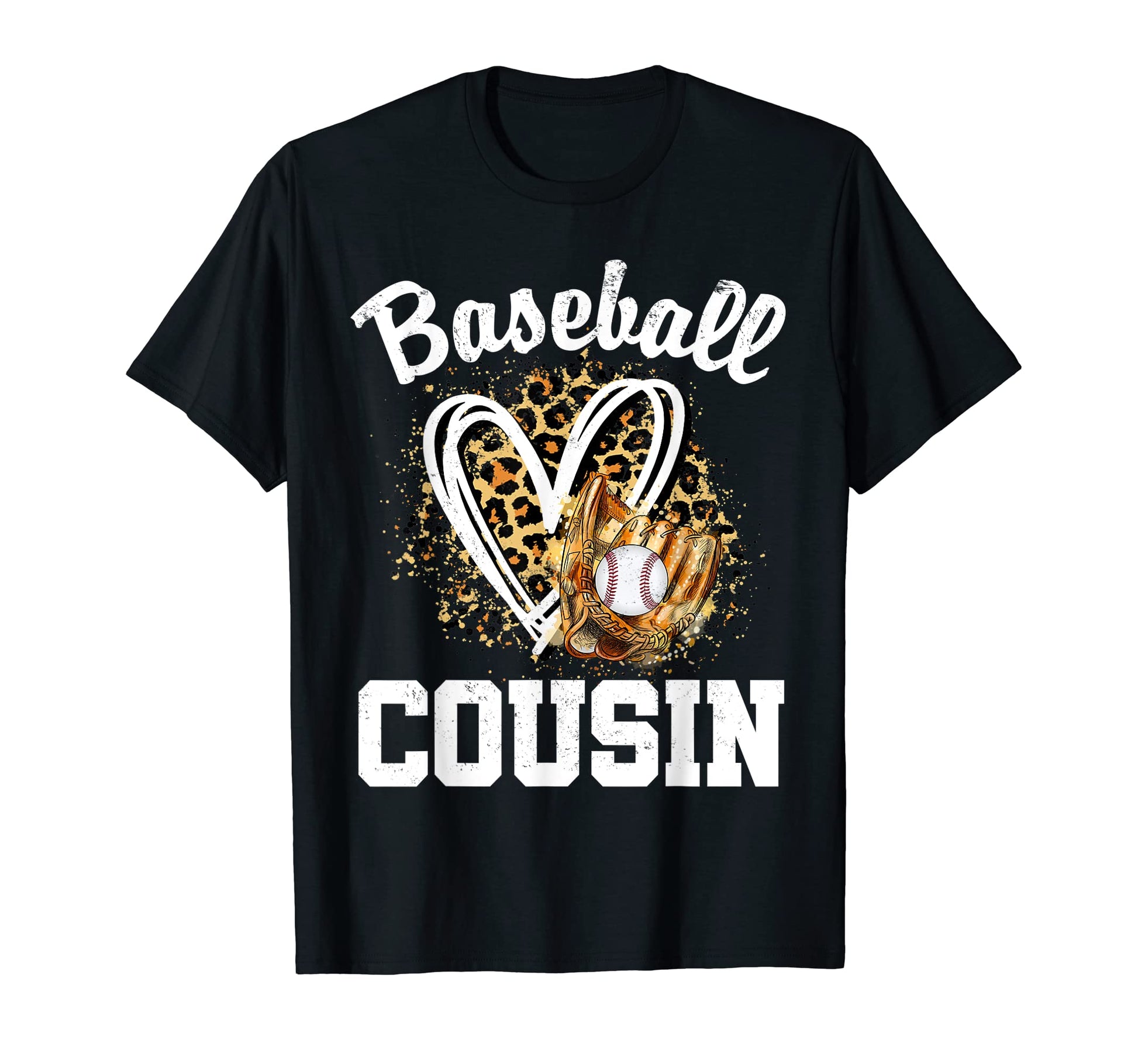 Baseball Cousin Leopard Heart Game Day T-Shirt - Graphic Print for Adults - T-Shirt, Sweatshirt, Hoodie