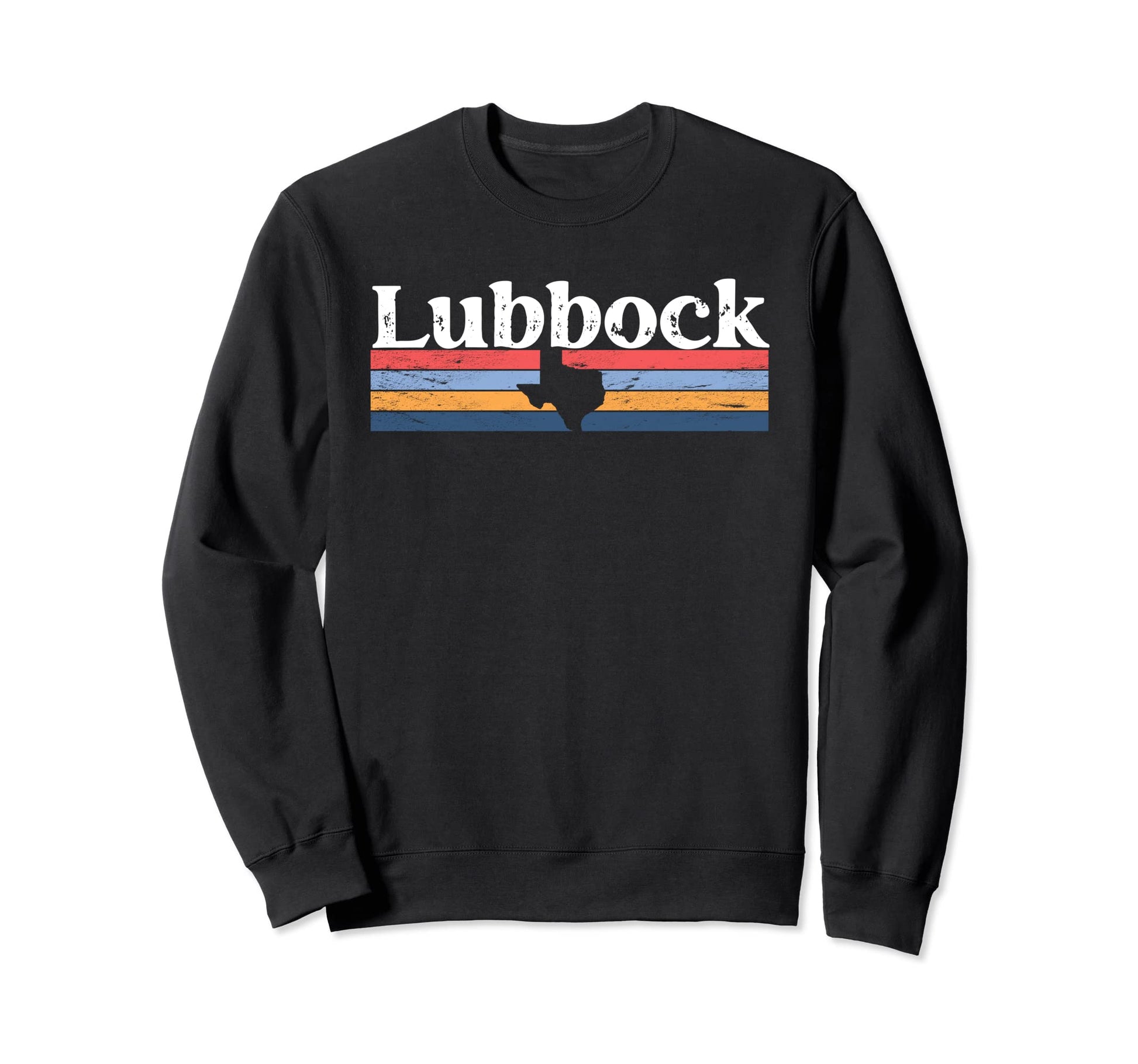 Lubbock Texas Tx Stripes State 70S Sweatshirt - Unique Graphic Men Women - T-Shirt, Sweatshirt, Hoodie