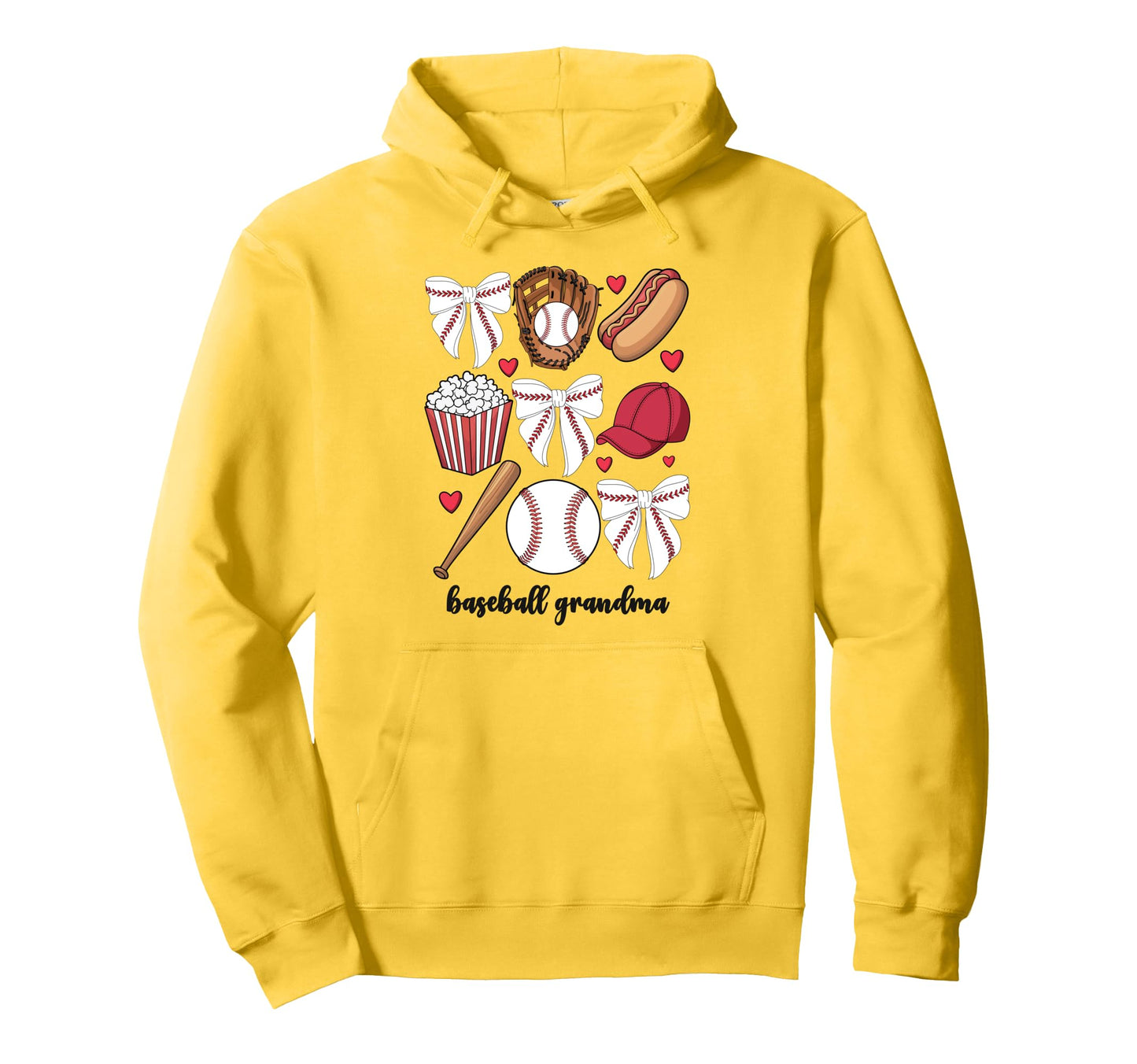 Baseball Grandma Coquette Bow Baseball Hoodie - Graphic Print for Adults - T-Shirt, Sweatshirt, Hoodie