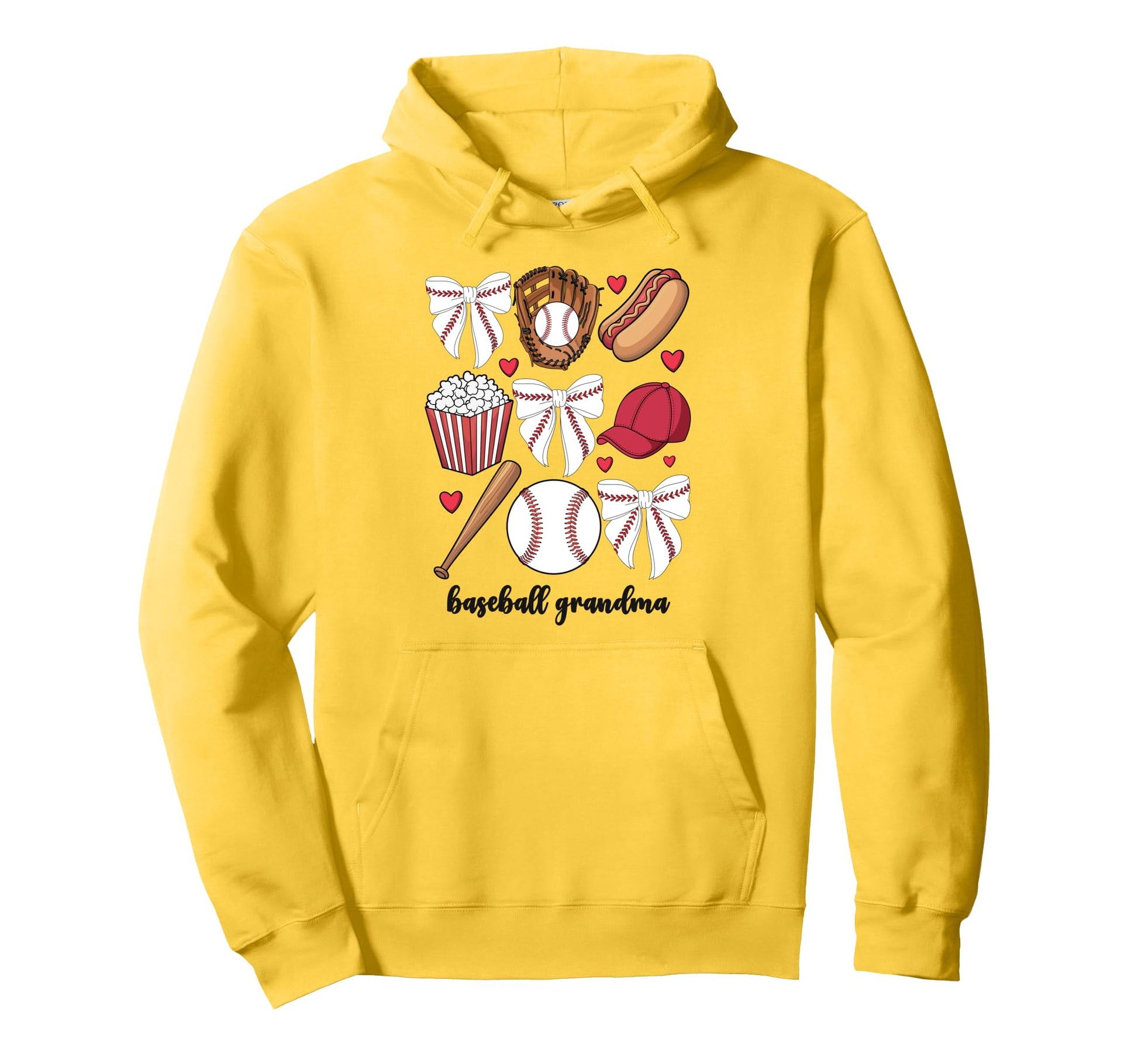 Baseball Grandma Coquette Bow Baseball Hoodie - Graphic Print for Adults - T-Shirt, Sweatshirt, Hoodie