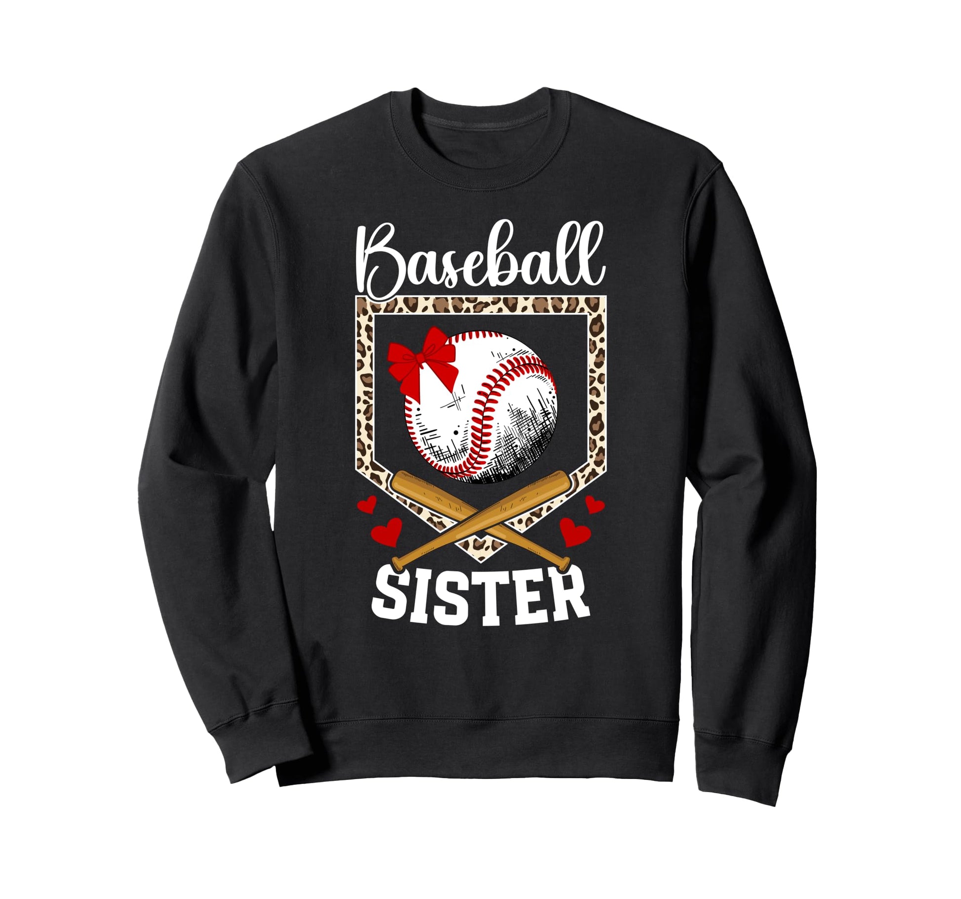 Baseball Sister Leopard Sweatshirt - Casual Everyday Wear for Adults - T-Shirt, Sweatshirt, Hoodie