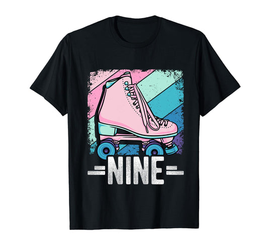 9Th Birthday Roller Skating Skater T-Shirt - Minimalist Print Unisex - T-Shirt, Sweatshirt, Hoodie