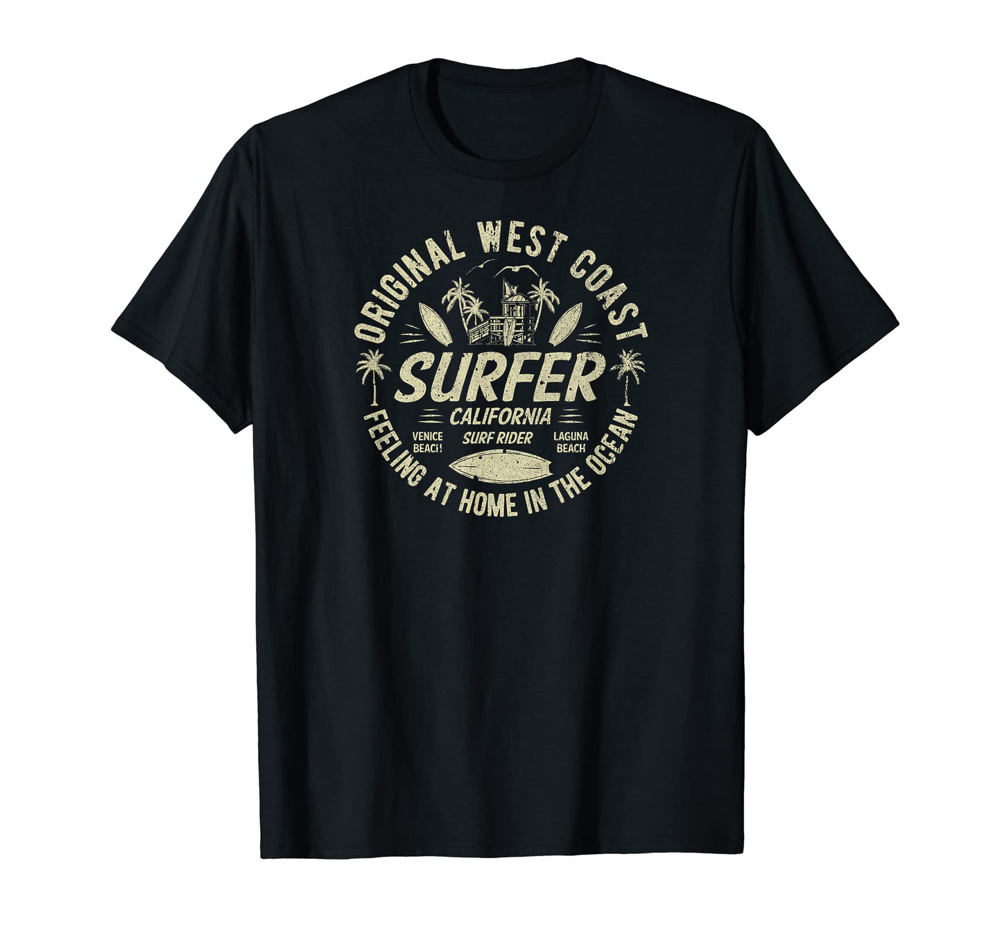 Original West Coast Surfer T-Shirt - Custom Art Print for Adults - T-Shirt, Sweatshirt, Hoodie