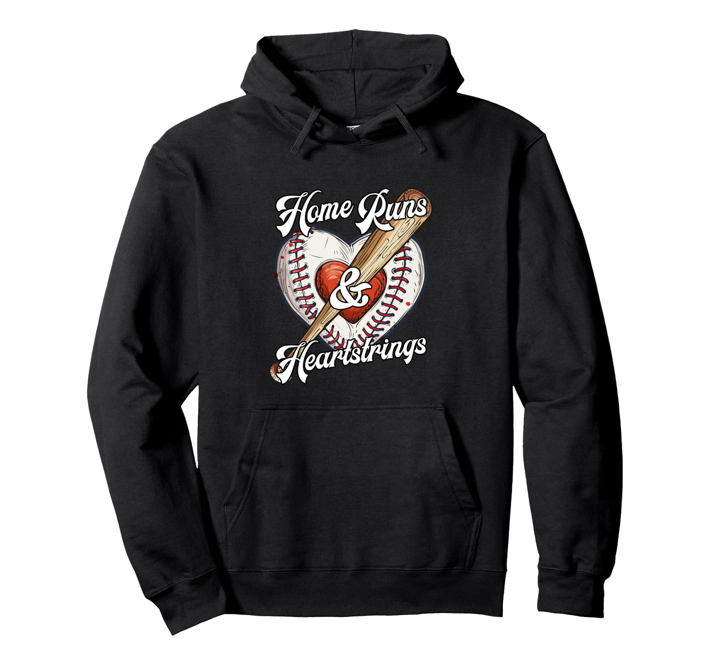 Baseball Sport Home Runs And Heartstrings Hoodie - Graphic Print Men Women - T-Shirt, Sweatshirt, Hoodie