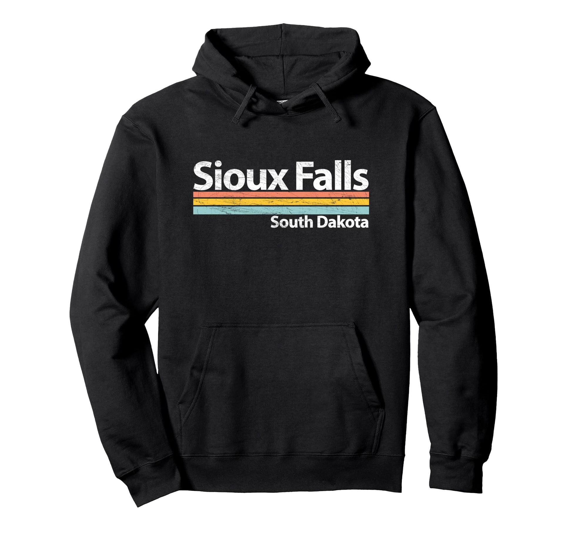 Sioux Falls South Dakota Worn Hoodie - Fun Novelty Design for Adults - T-Shirt, Sweatshirt, Hoodie