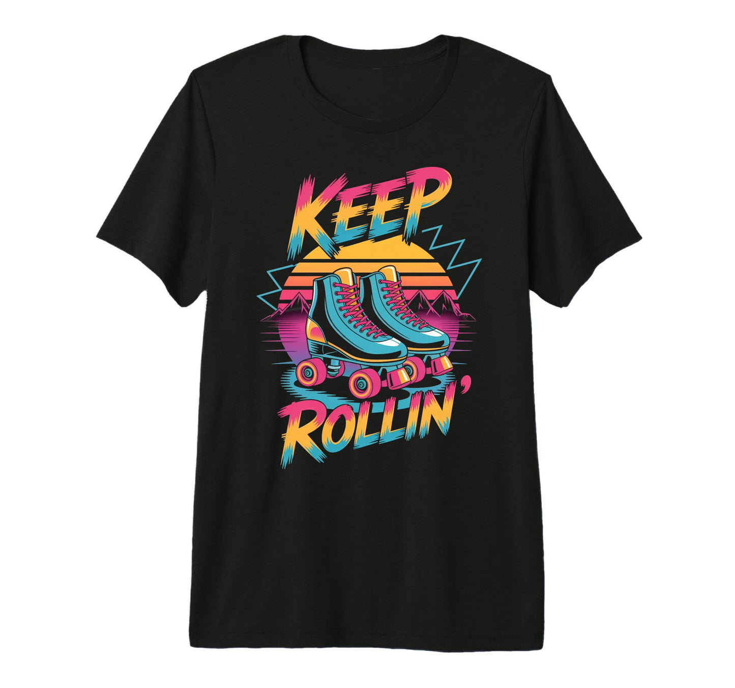 Keep Rollin Roller Skate Nostalgic T-Shirt - Minimalist Print for Adults - T-Shirt, Sweatshirt, Hoodie