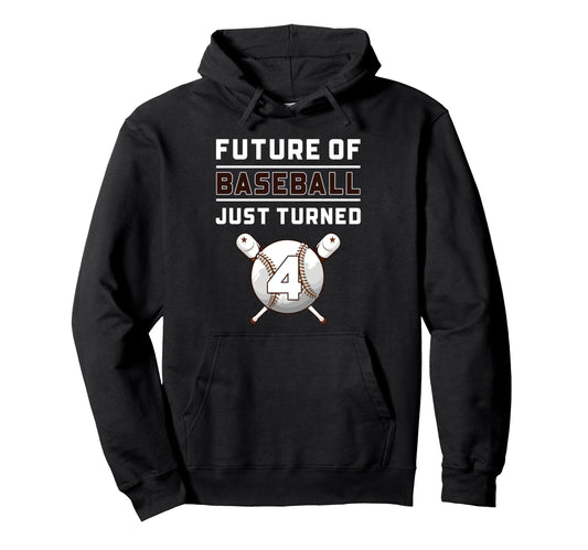 4 Year Old Baseball Birthday Hoodie - Graphic Print Men Women - T-Shirt, Sweatshirt, Hoodie