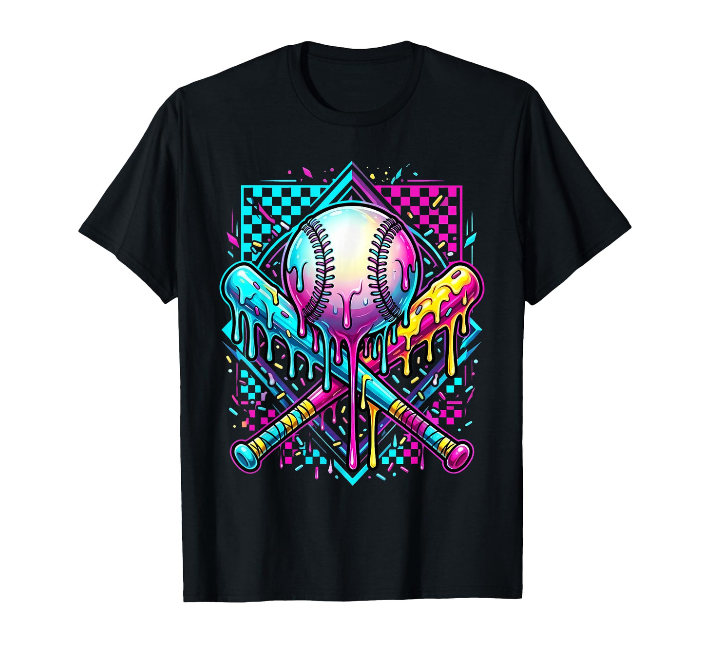Baseball Player Ice Cream Funny Drip T-Shirt - Minimalist Print Men Women - T-Shirt, Sweatshirt, Hoodie