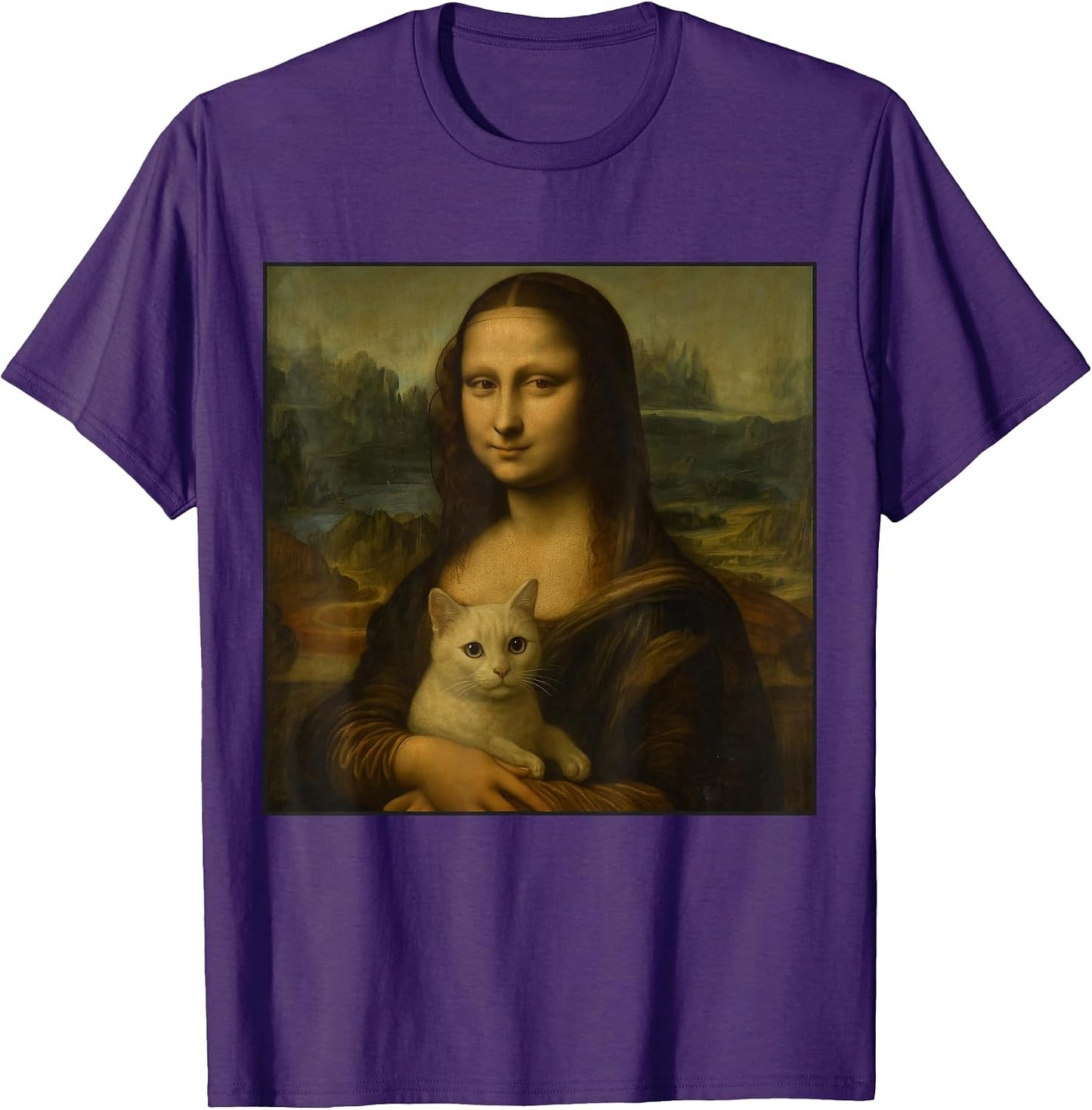 Mona Lisa Holding Cat Funny Lover Art Painting - Adult & Kids T-Shirts, Sweatshirts & Hoodies apparel design preview 1