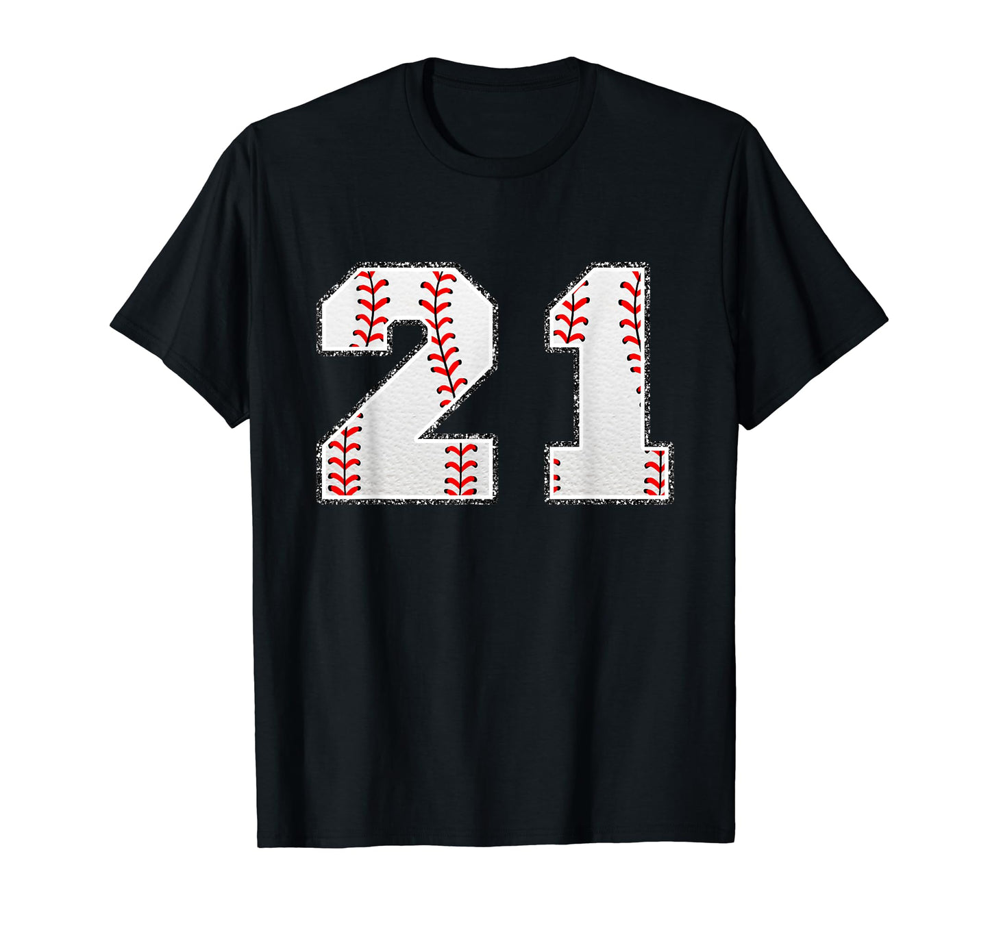Number 21 Baseball Distressed Number T-Shirt - Novelty Apparel for Adults - T-Shirt, Sweatshirt, Hoodie