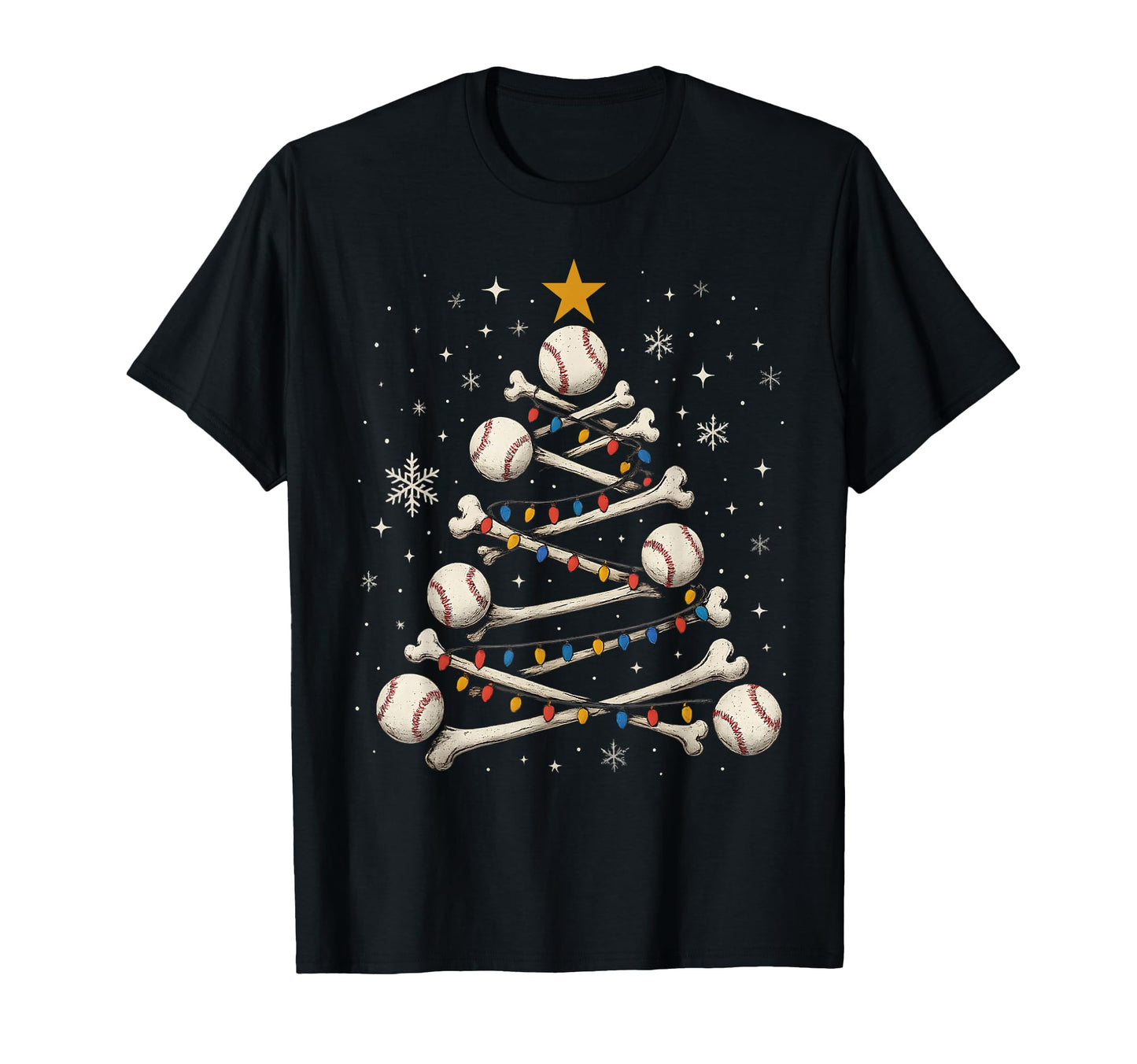Baseball Tree Skeleton Bones Skulls Holiday T-Shirt - Graphic Print Unisex - T-Shirt, Sweatshirt, Hoodie