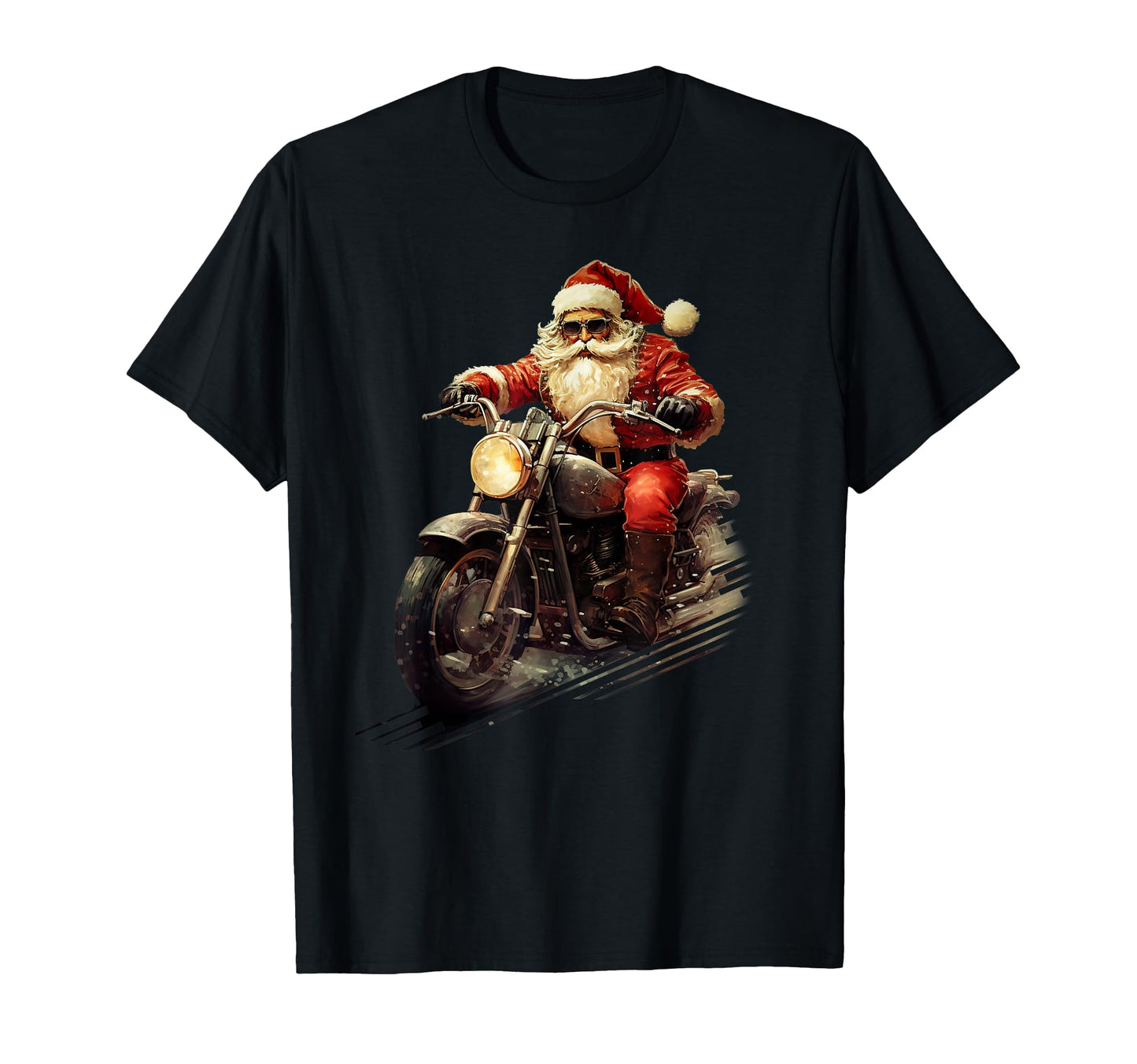 Santa Riding Motorcycle Bike T-Shirt - Fun Novelty Design for Adults - T-Shirt, Sweatshirt, Hoodie