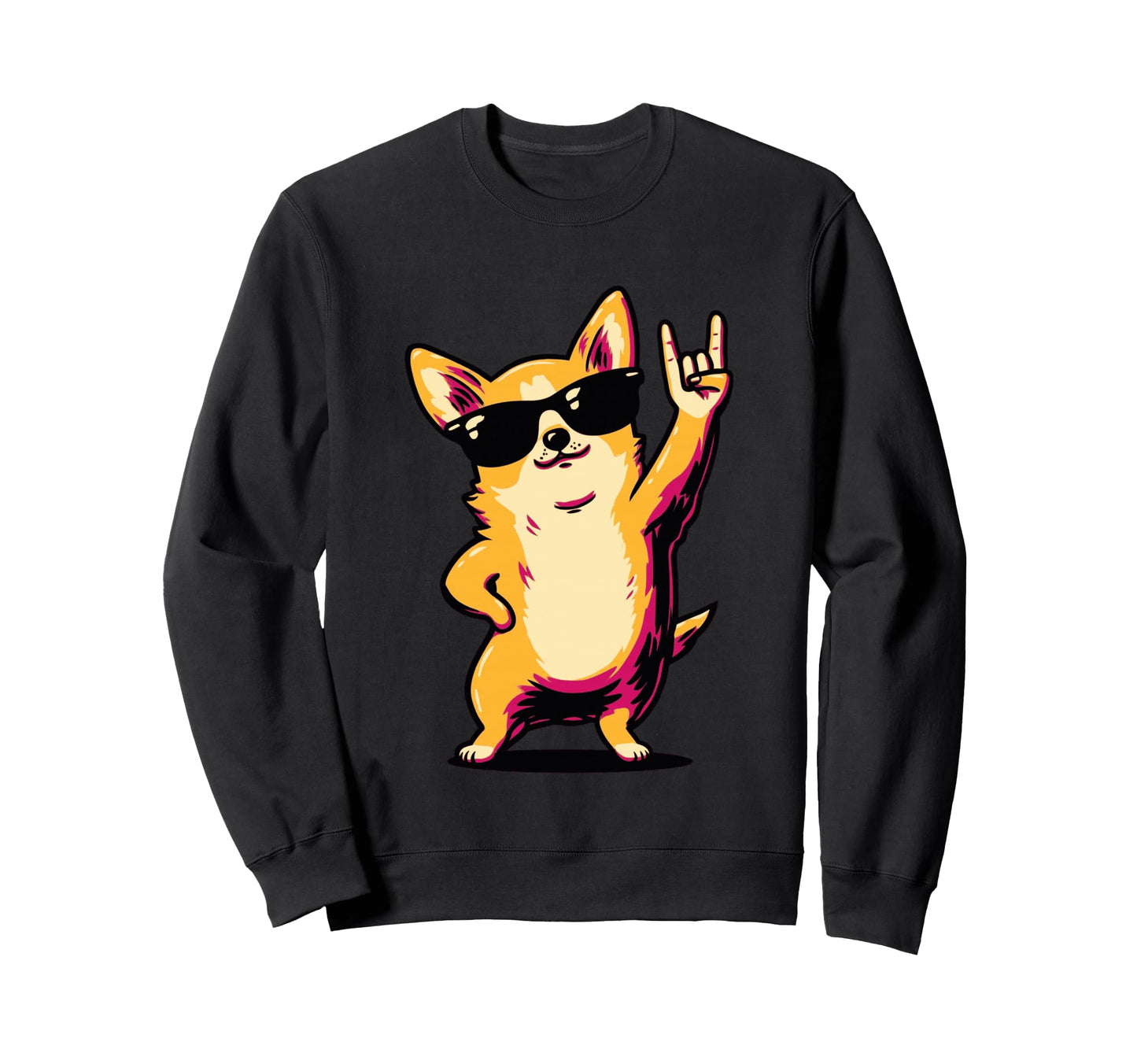 Chihuahua Dog Rock Hand Sign Punk Sweatshirt - Streetwear Style Men Women - T-Shirt, Sweatshirt, Hoodie