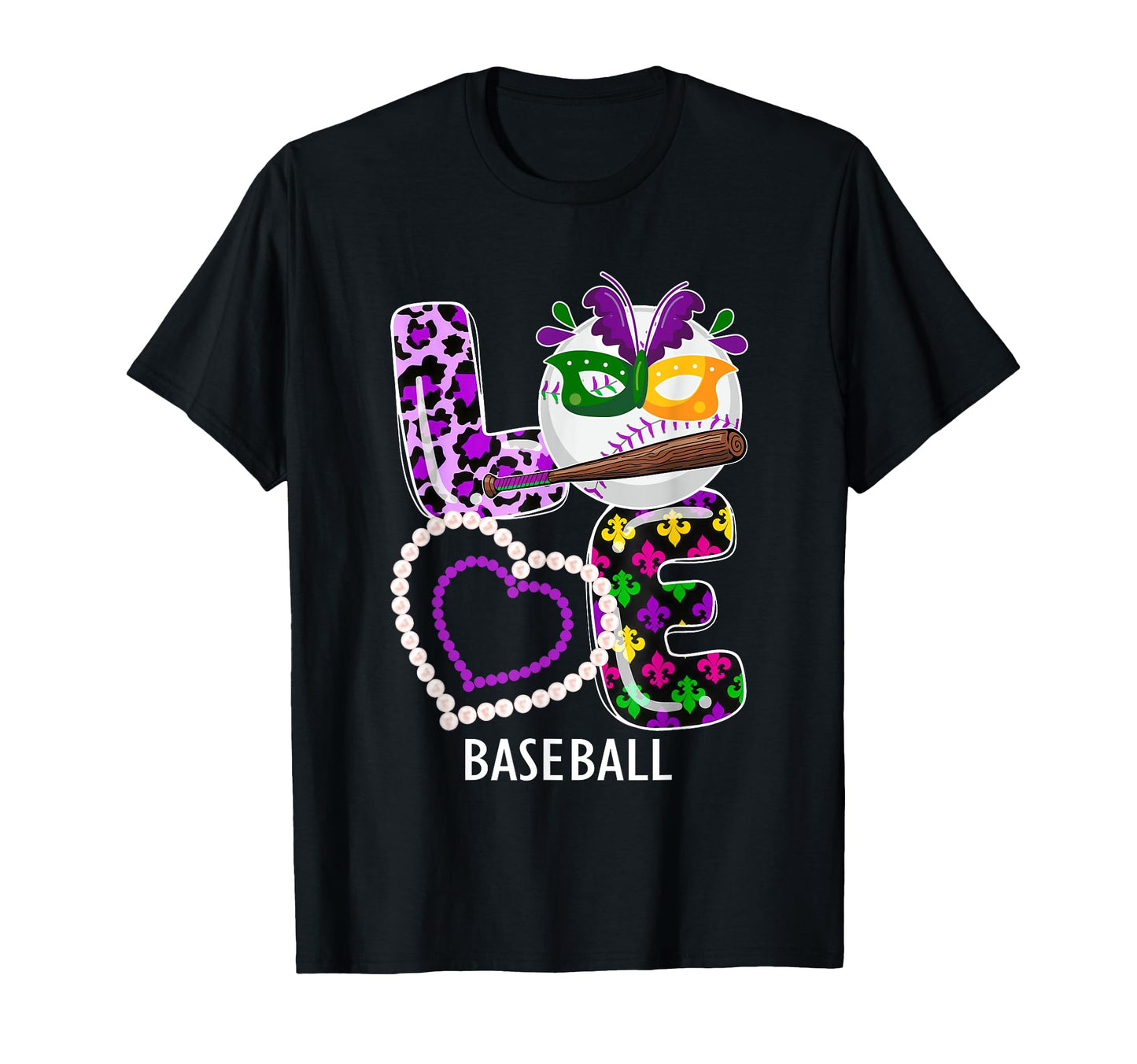 Mardi Gras Baseball Leopard Game Day T-Shirt - Custom Art Print for Adults - T-Shirt, Sweatshirt, Hoodie
