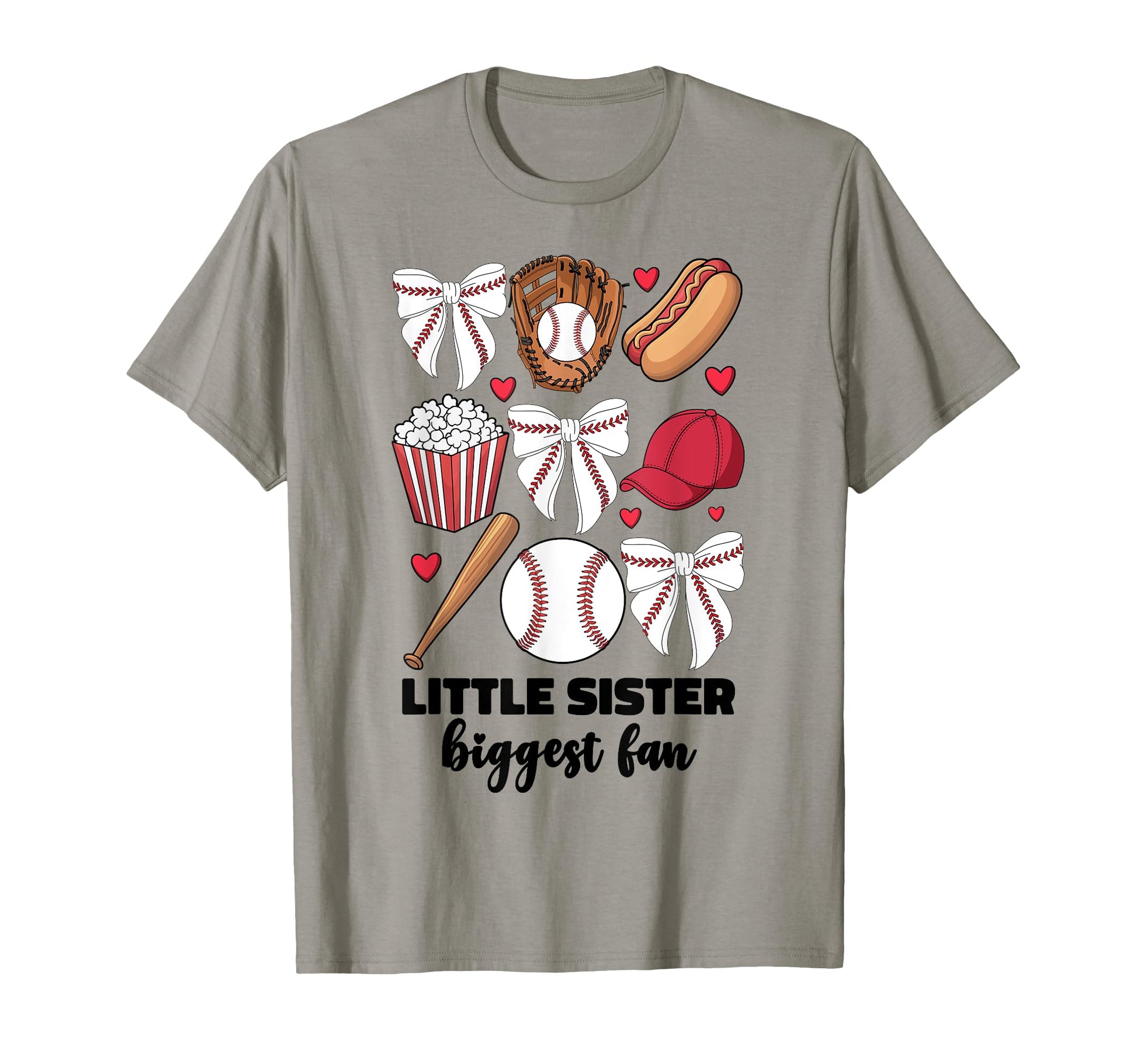 Little Sister Biggest Fan Baseball Sibling T-Shirt - Graphic Print Unisex - T-Shirt, Sweatshirt, Hoodie