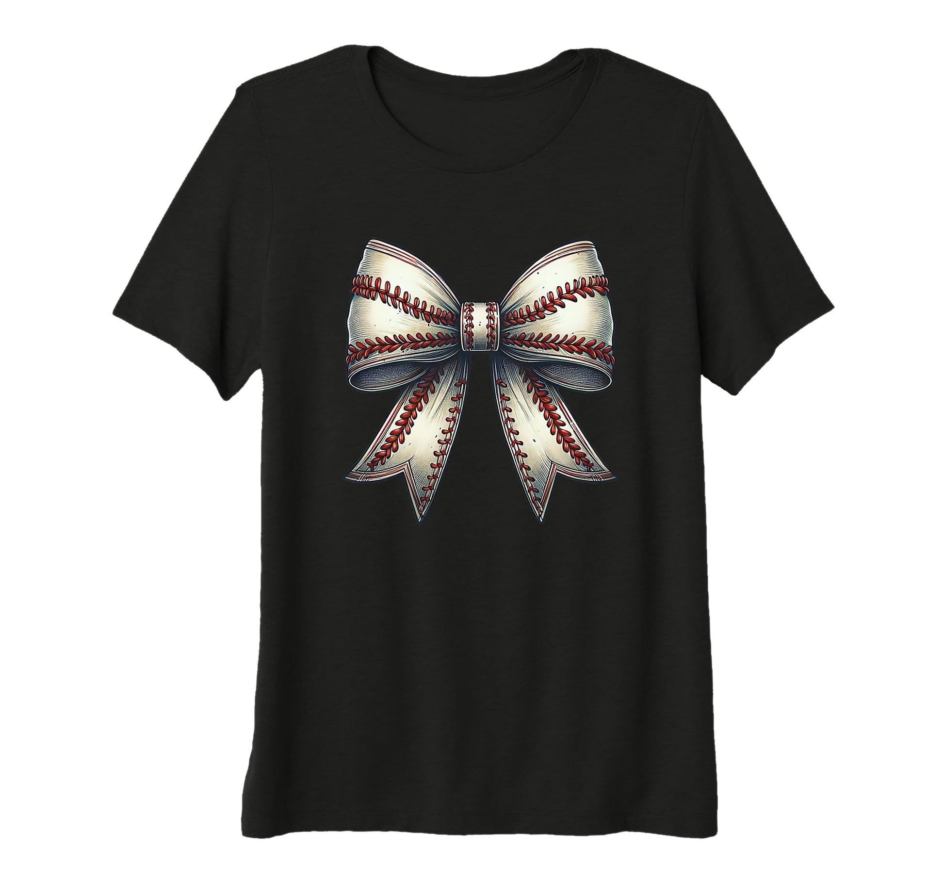 Womens Baseball Coquette Stitch Bow T-Shirt - Aesthetic Graphic for Adults - T-Shirt, Sweatshirt, Hoodie