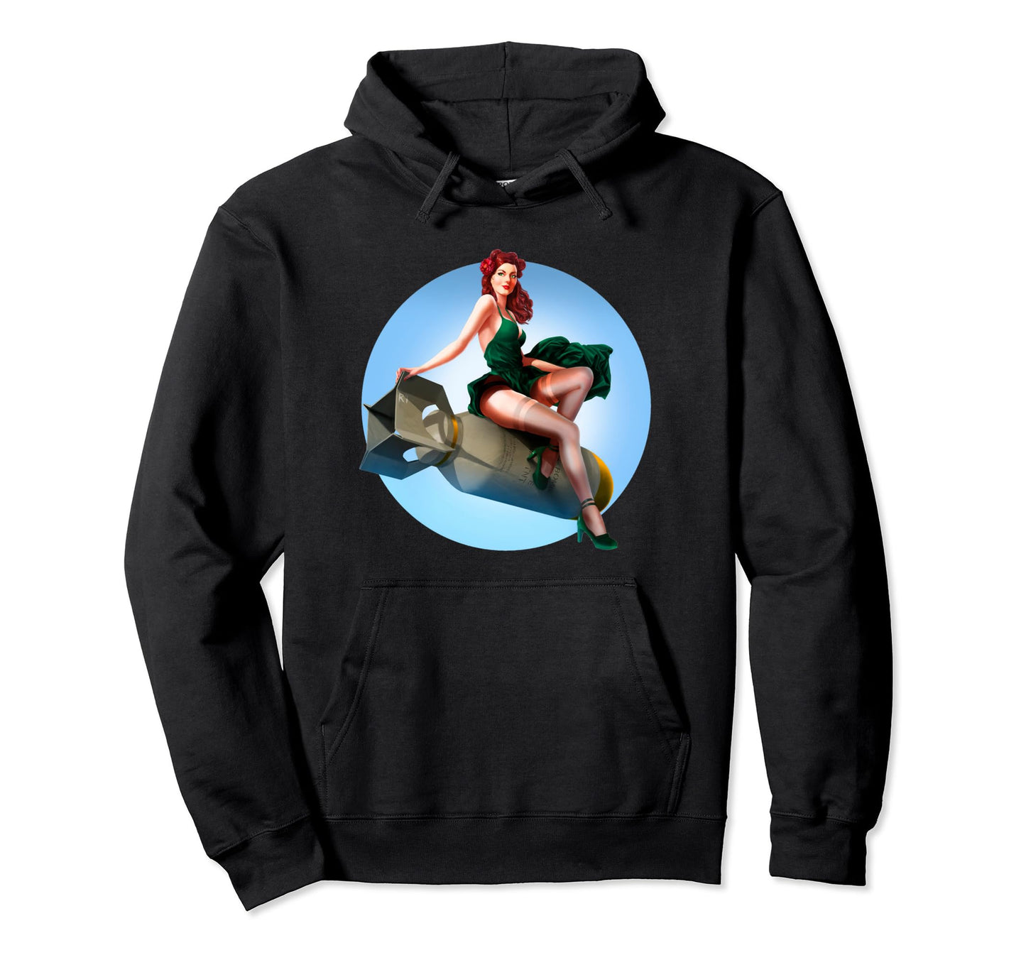 Pin Up Bomber Aviation Military Hoodie - Aesthetic Graphic for Adults - T-Shirt, Sweatshirt, Hoodie