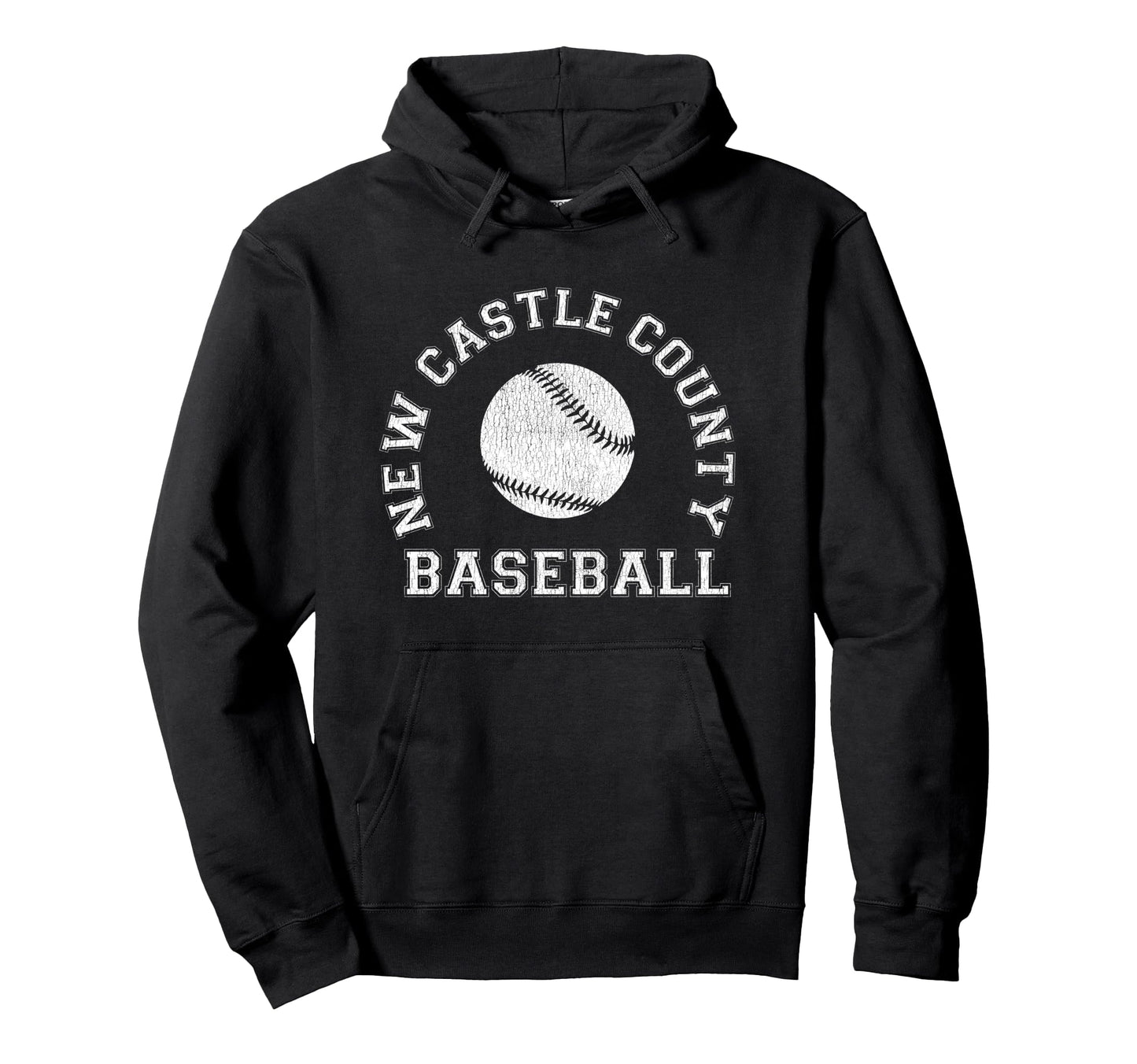New Castle County Baseball Distressed Hoodie - Novelty Apparel Unisex - T-Shirt, Sweatshirt, Hoodie