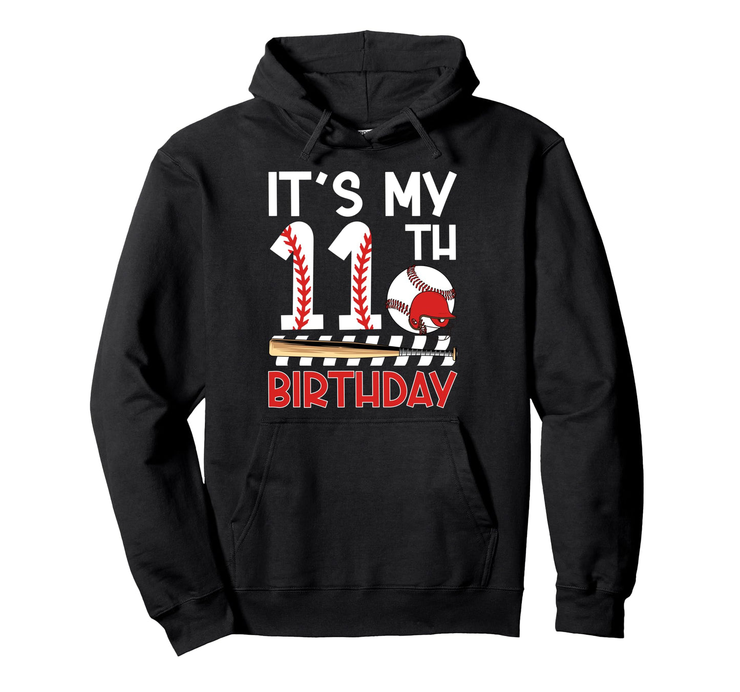 11Th Baseball Birthday Party 11 Year Hoodie - Custom Art Print for Adults - T-Shirt, Sweatshirt, Hoodie