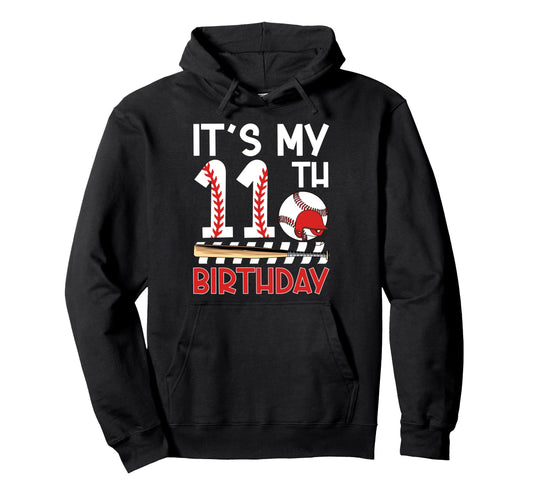 11Th Baseball Birthday Party 11 Year Hoodie - Custom Art Print for Adults - T-Shirt, Sweatshirt, Hoodie
