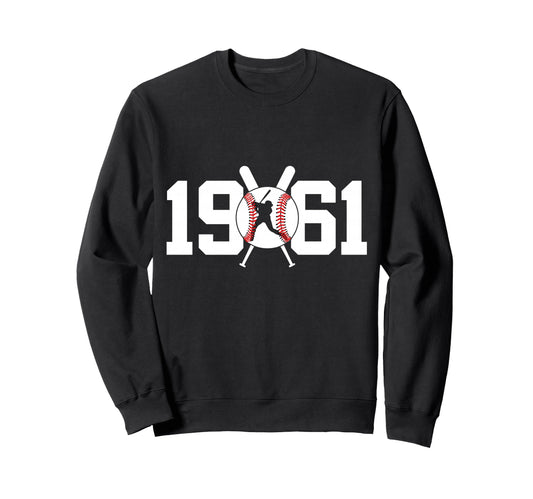 1961 Baseball 65Th Birthday Sweatshirt - Minimalist Print Unisex - T-Shirt, Sweatshirt, Hoodie