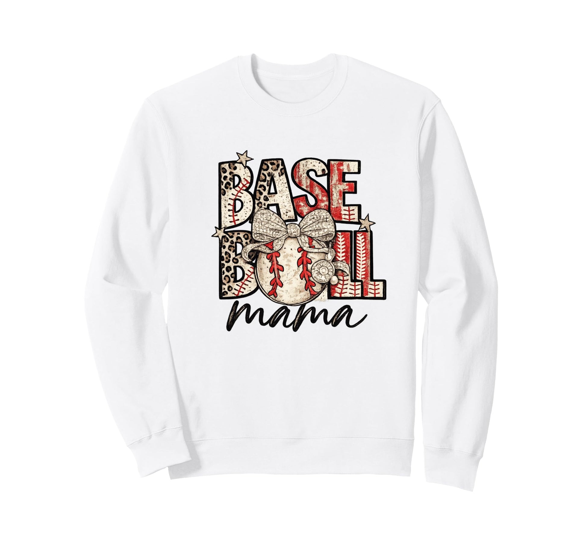 Base Ball Mama Leopard Baseball Mom Sweatshirt - Minimalist Print Unisex - T-Shirt, Sweatshirt, Hoodie