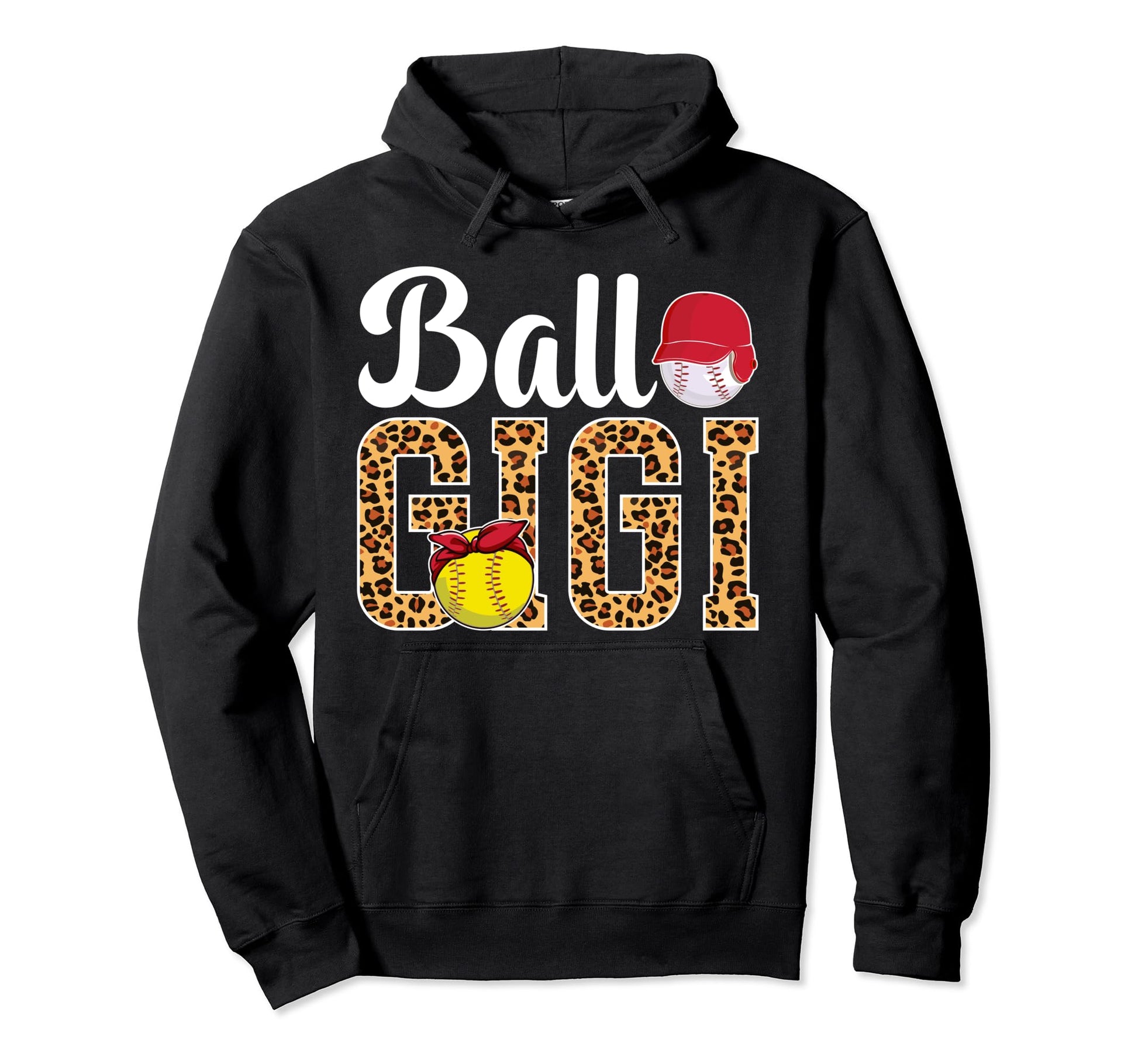 Ball Gigi Leopard Softball Baseball Hoodie - Trendy Graphic for Adults - T-Shirt, Sweatshirt, Hoodie