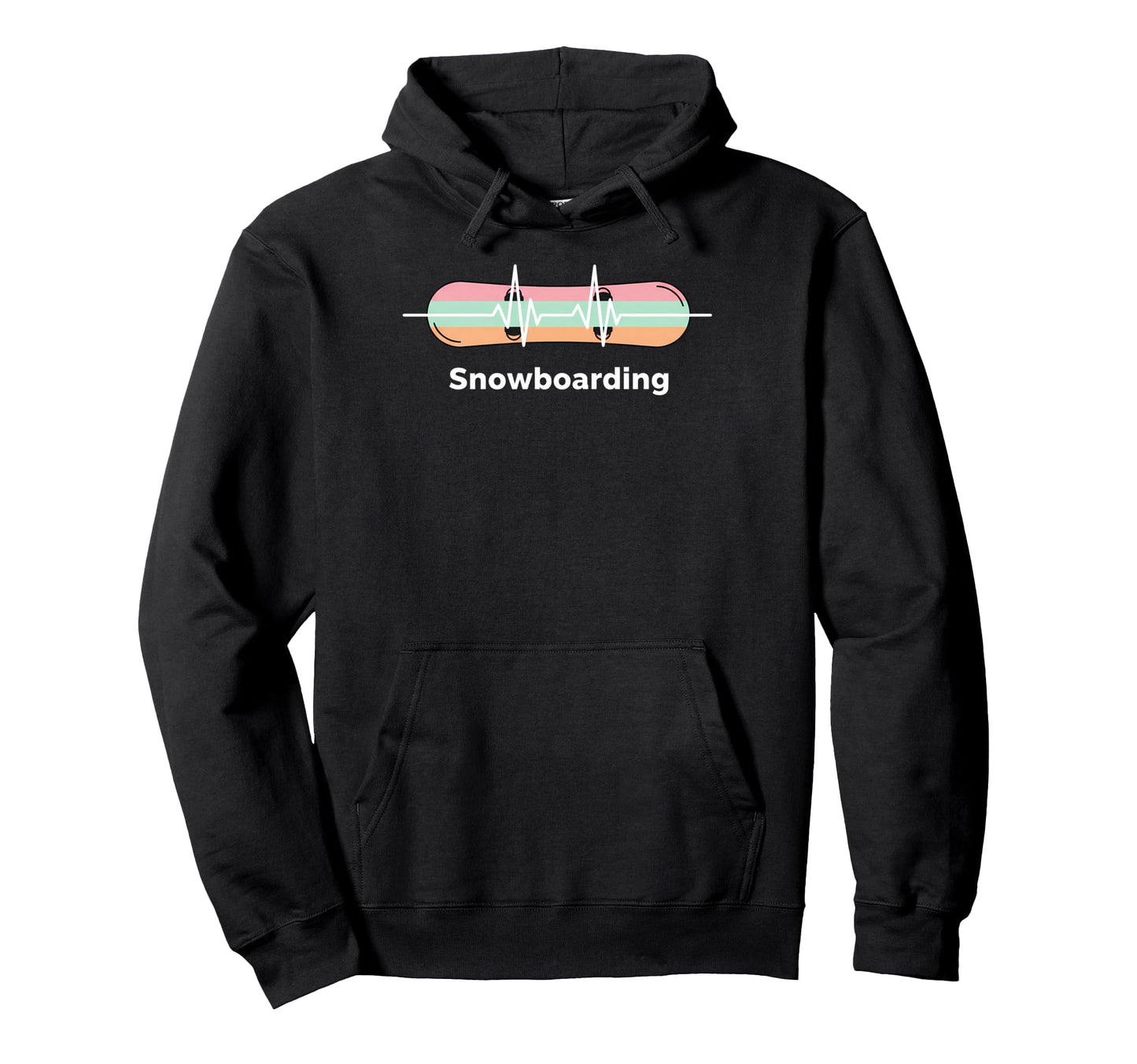 Snowboarding Heart Beat Stripe Minimalist Hoodie - Novelty Apparel Unisex - T-Shirt, Sweatshirt, Hoodie