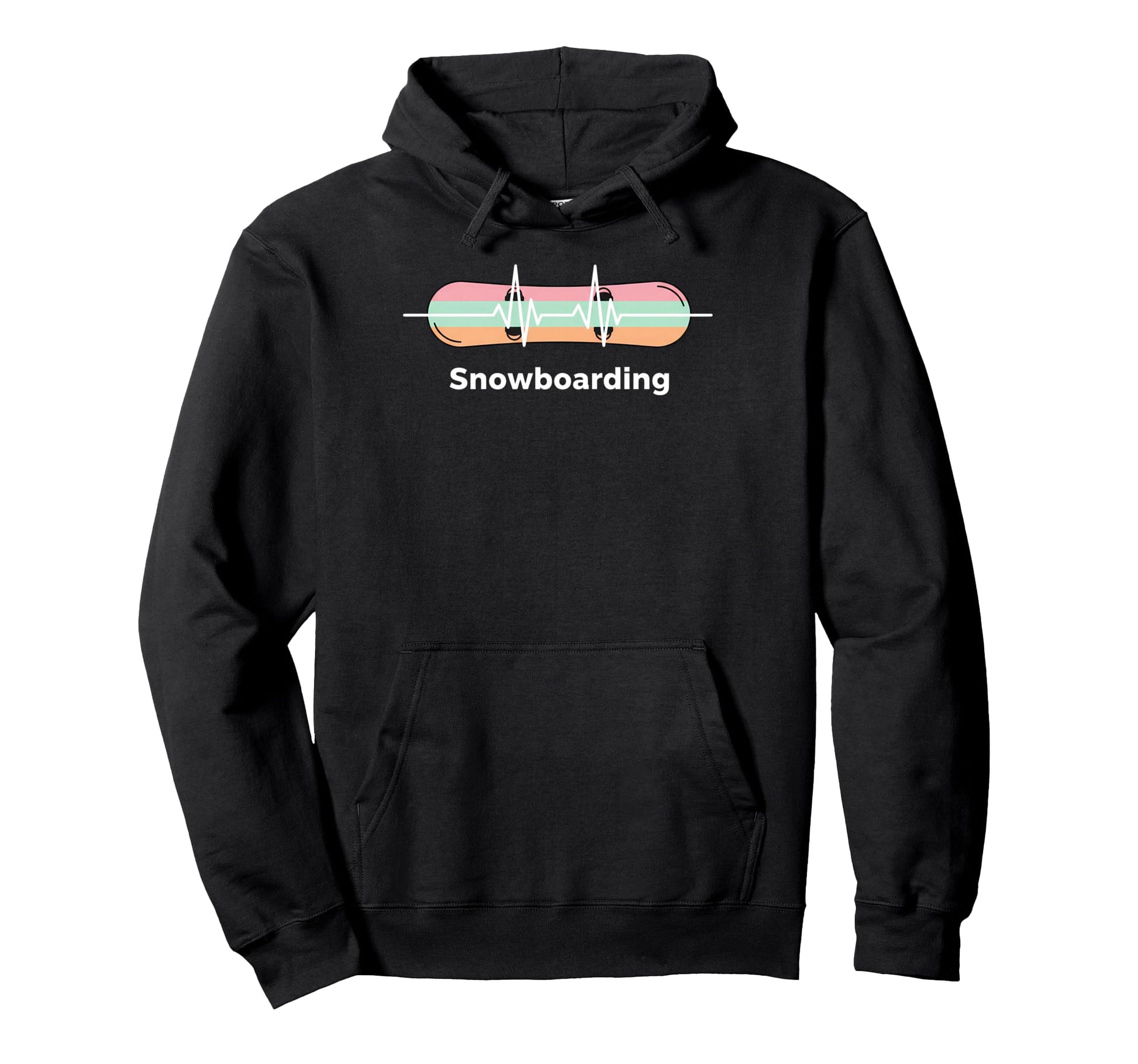 Snowboarding Heart Beat Stripe Minimalist Hoodie - Novelty Apparel Unisex - T-Shirt, Sweatshirt, Hoodie