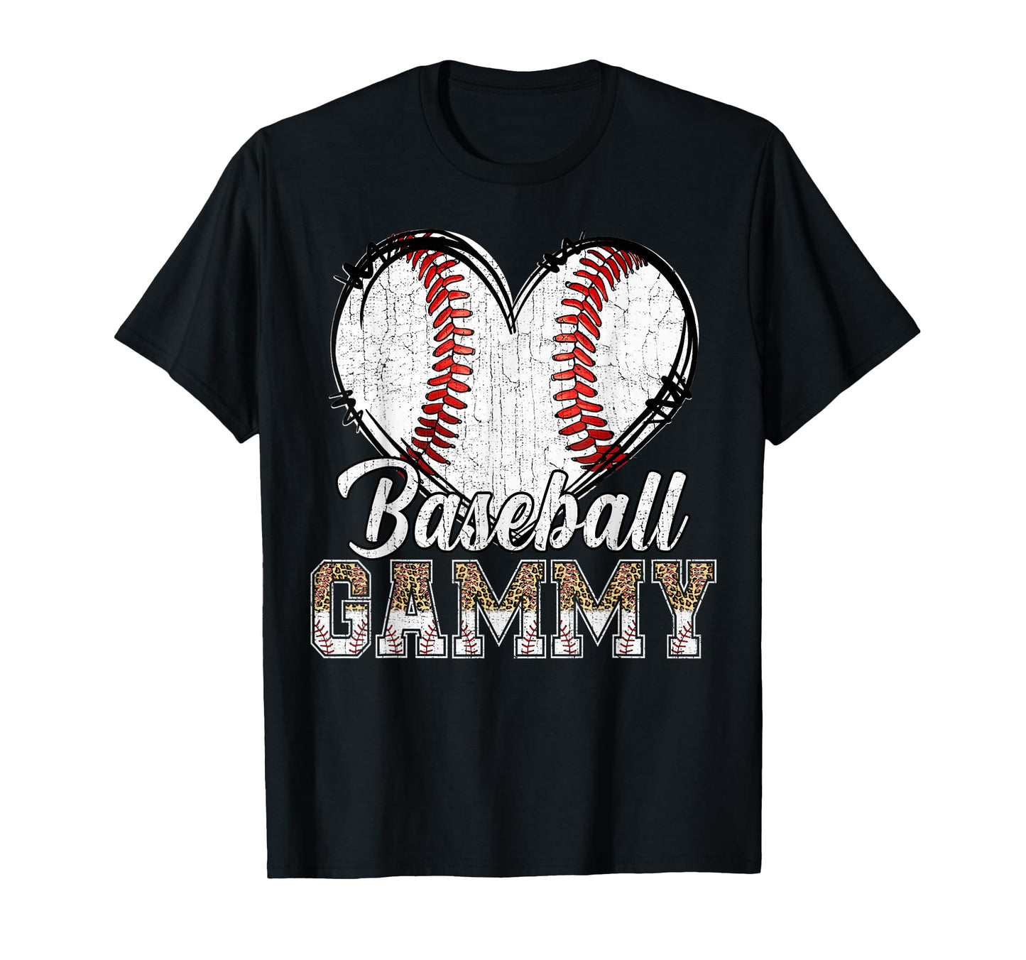 Softball Baseball Gammy Heart Leopard T-Shirt - Graphic Print Unisex - T-Shirt, Sweatshirt, Hoodie