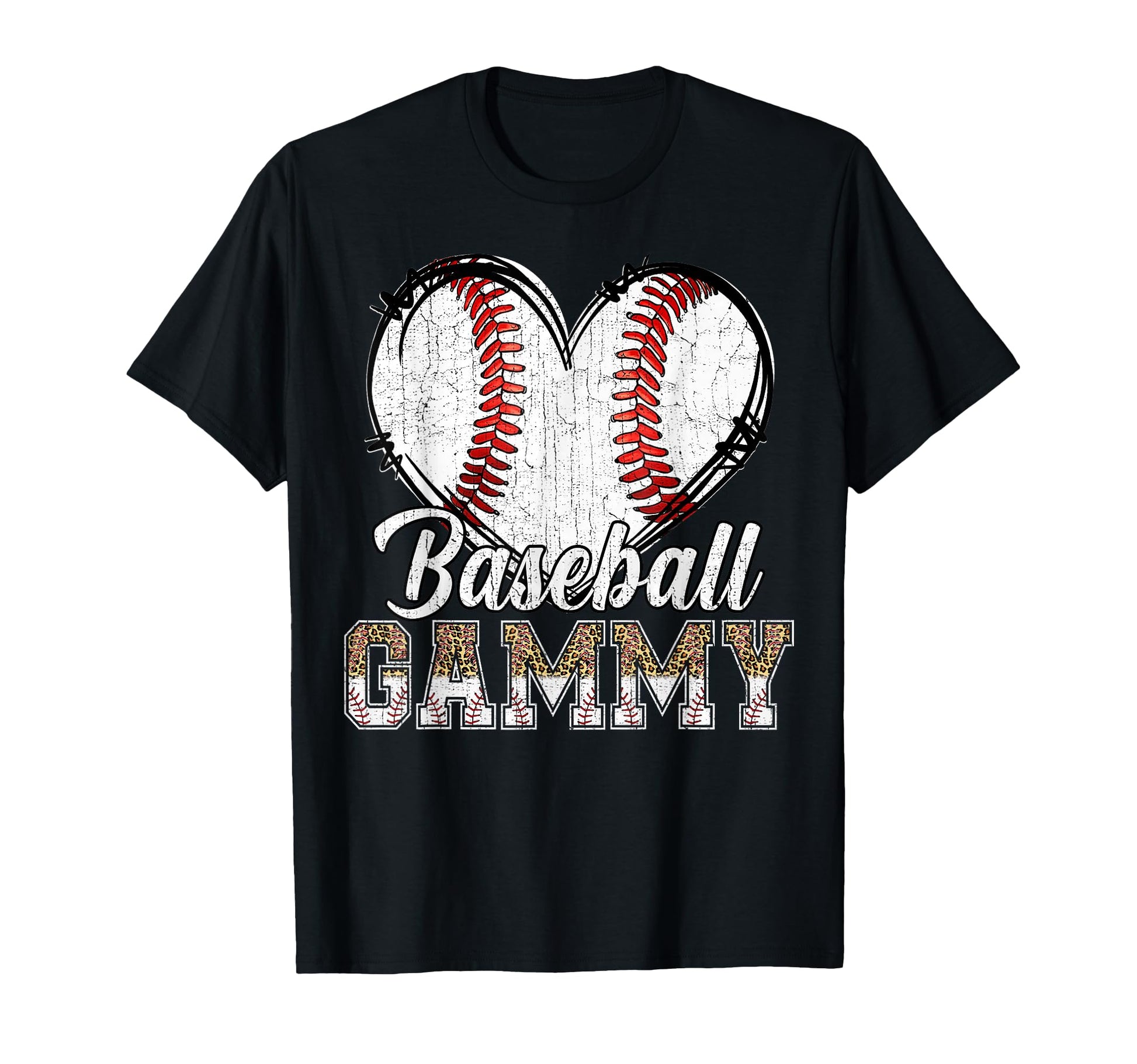 Softball Baseball Gammy Heart Leopard T-Shirt - Graphic Print Unisex - T-Shirt, Sweatshirt, Hoodie