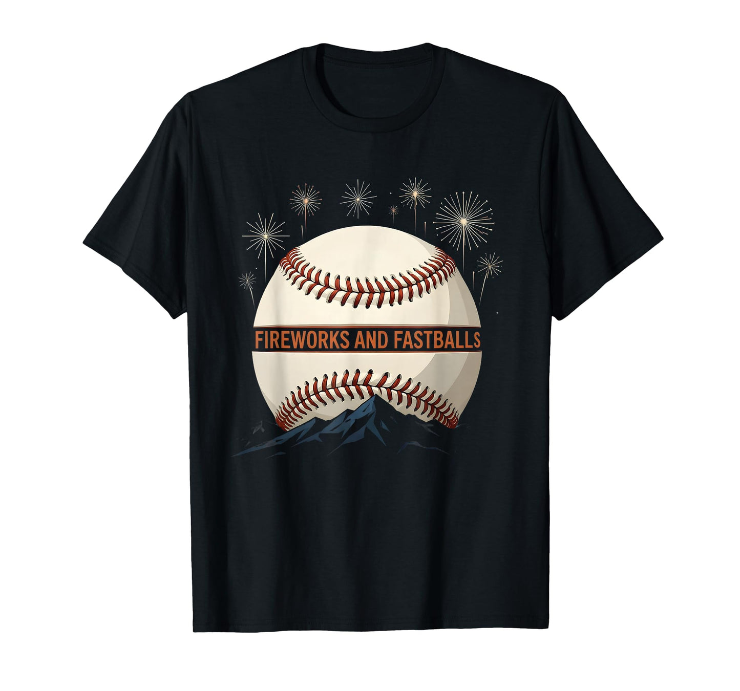 Fireworks And Fastballs 4Th July T-Shirt - Minimalist Print for Adults - T-Shirt, Sweatshirt, Hoodie