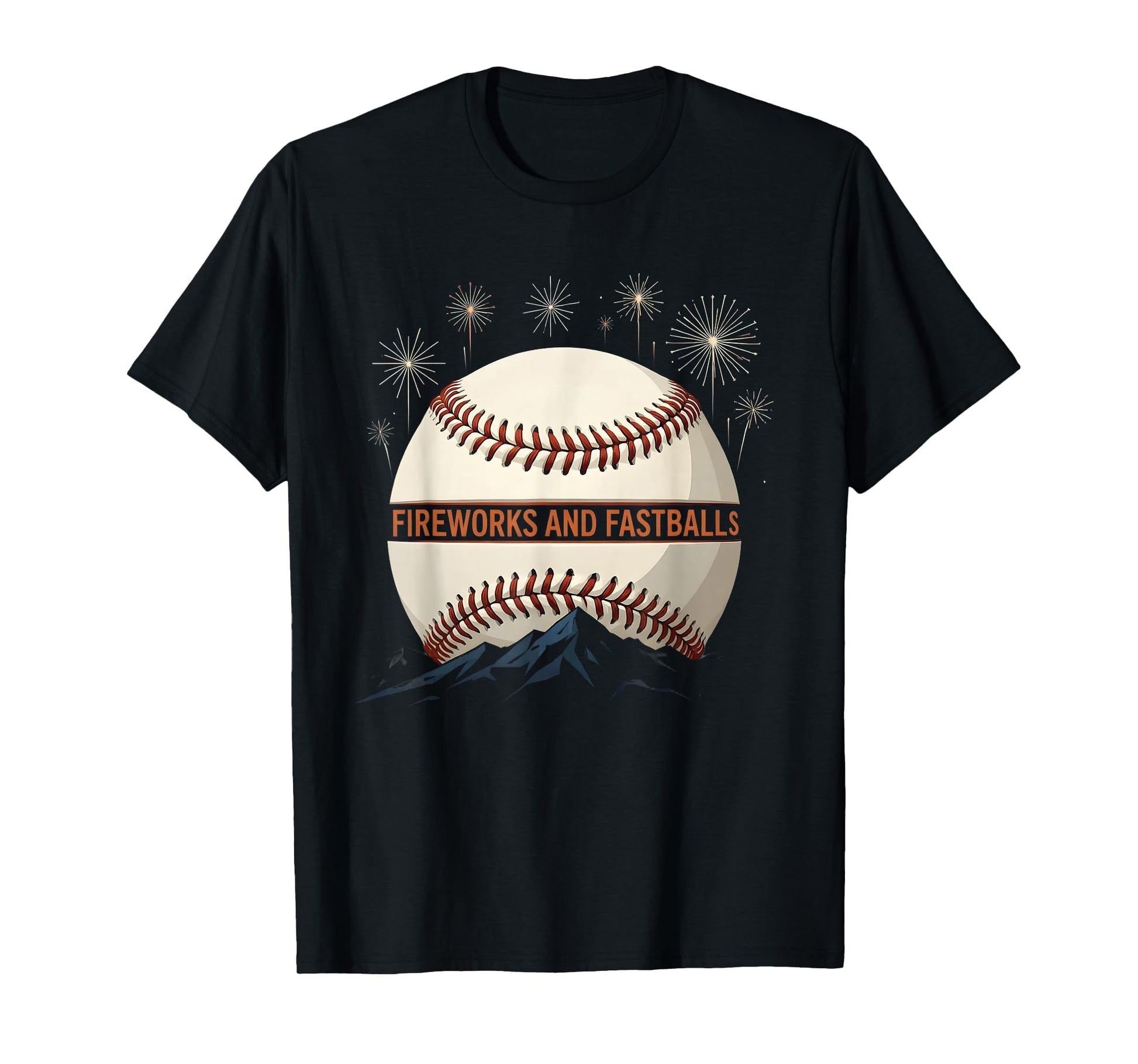 Fireworks And Fastballs 4Th July T-Shirt - Minimalist Print for Adults - T-Shirt, Sweatshirt, Hoodie
