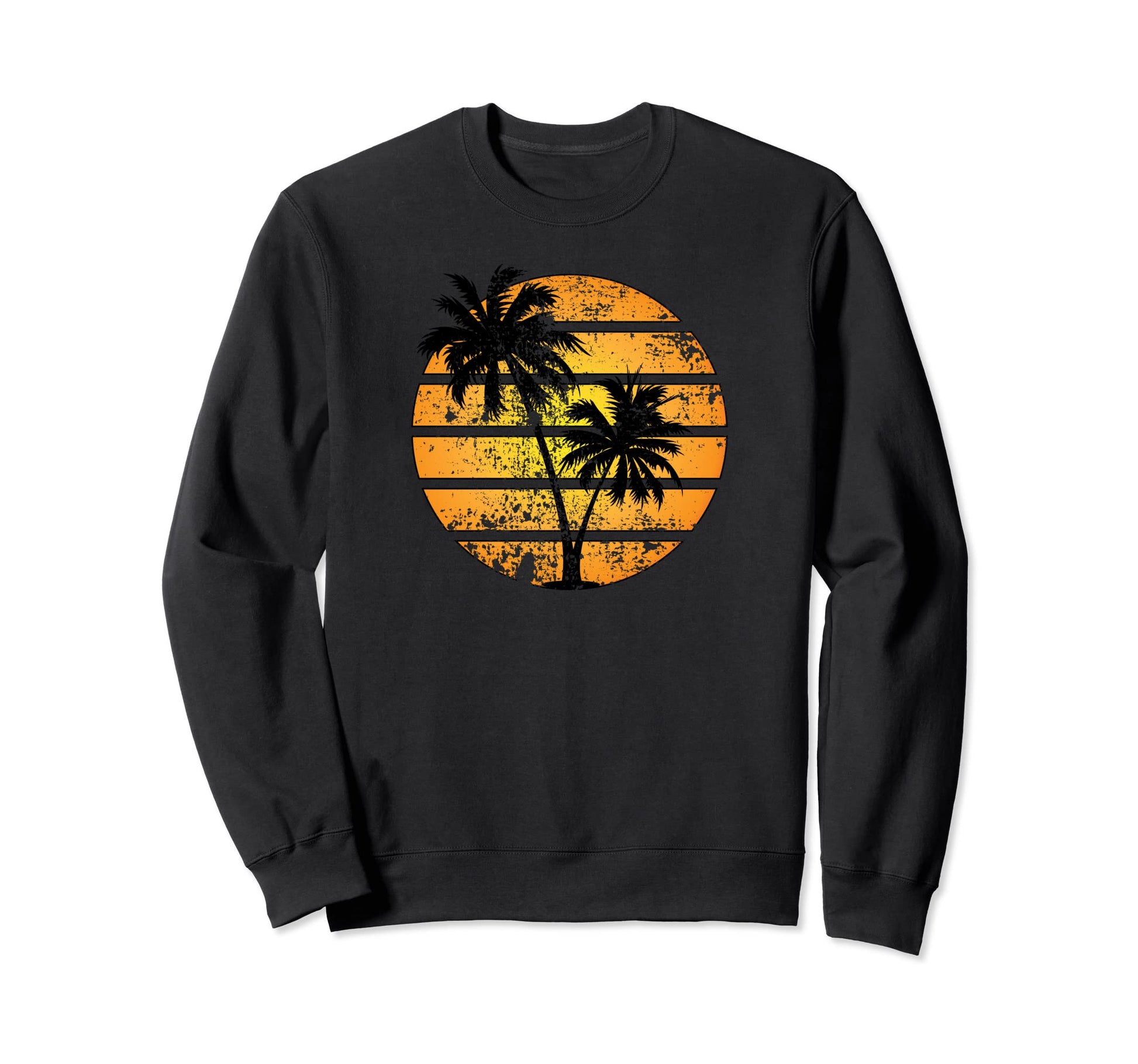 Distressed Worn 80S Palm Tree Sweatshirt - Casual Everyday Wear Unisex - T-Shirt, Sweatshirt, Hoodie