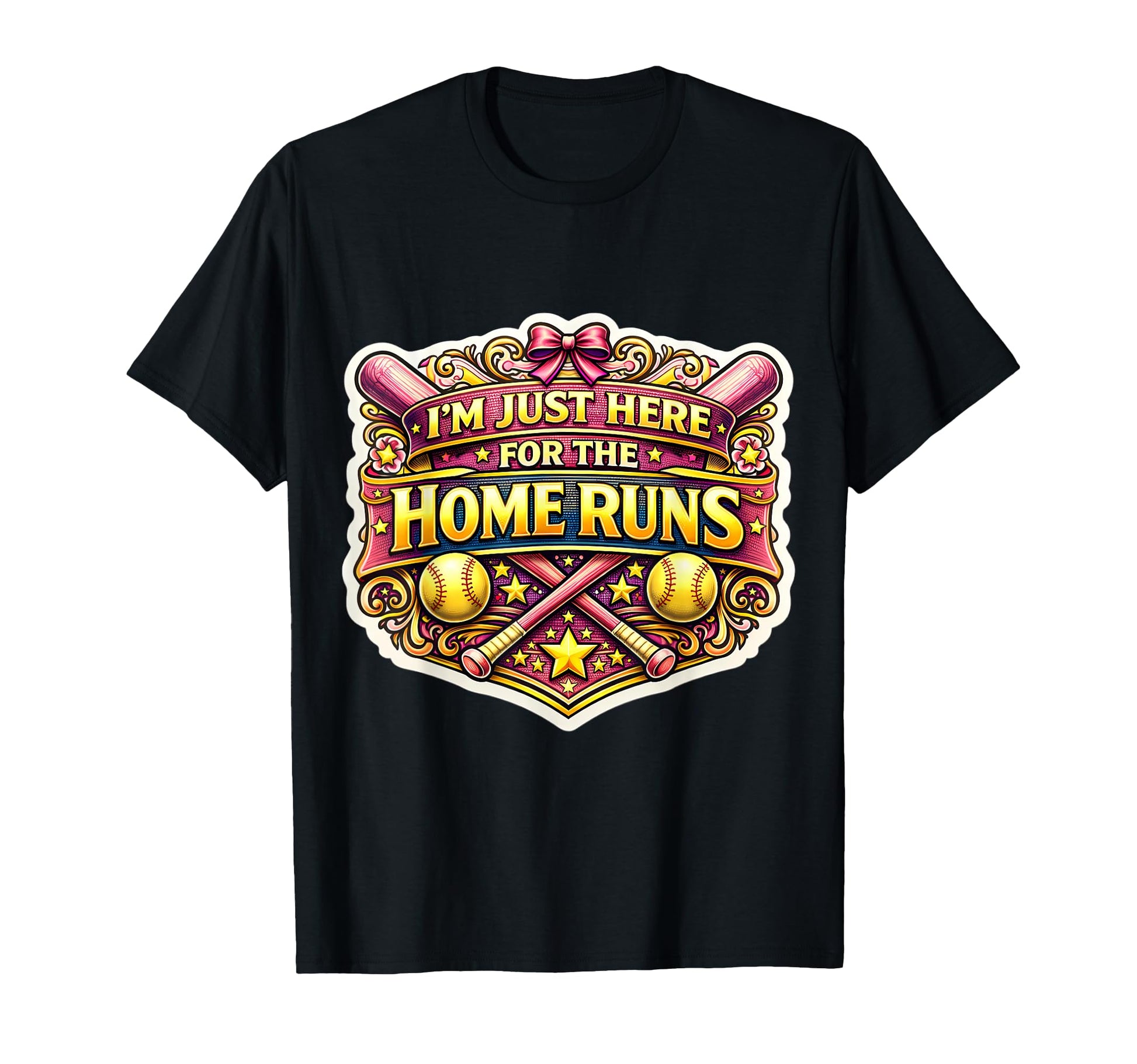 Im Just Here Home Runs Funny Softball T-Shirt - Trendy Graphic Unisex - T-Shirt, Sweatshirt, Hoodie