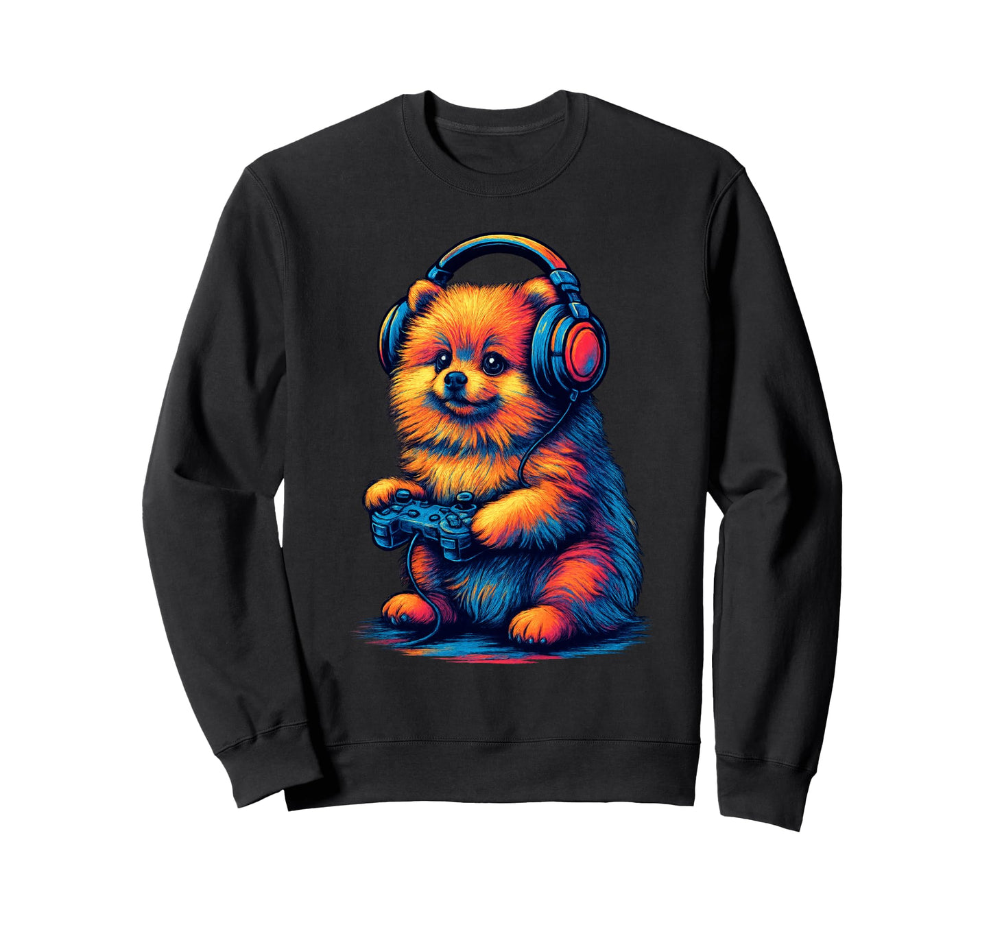 Pomeranian Gamer Gaming Dog Lover Sweatshirt - Graphic Print Unisex - T-Shirt, Sweatshirt, Hoodie