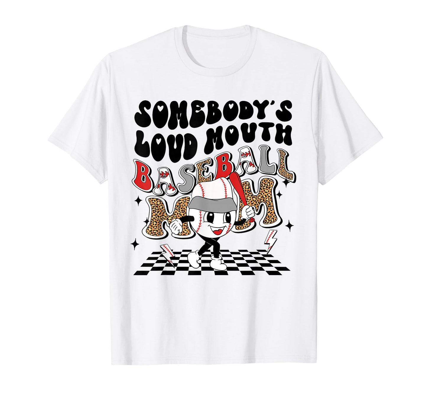 Baseball Mom Leopard Sports T-Shirt - Graphic Print Unisex - T-Shirt, Sweatshirt, Hoodie