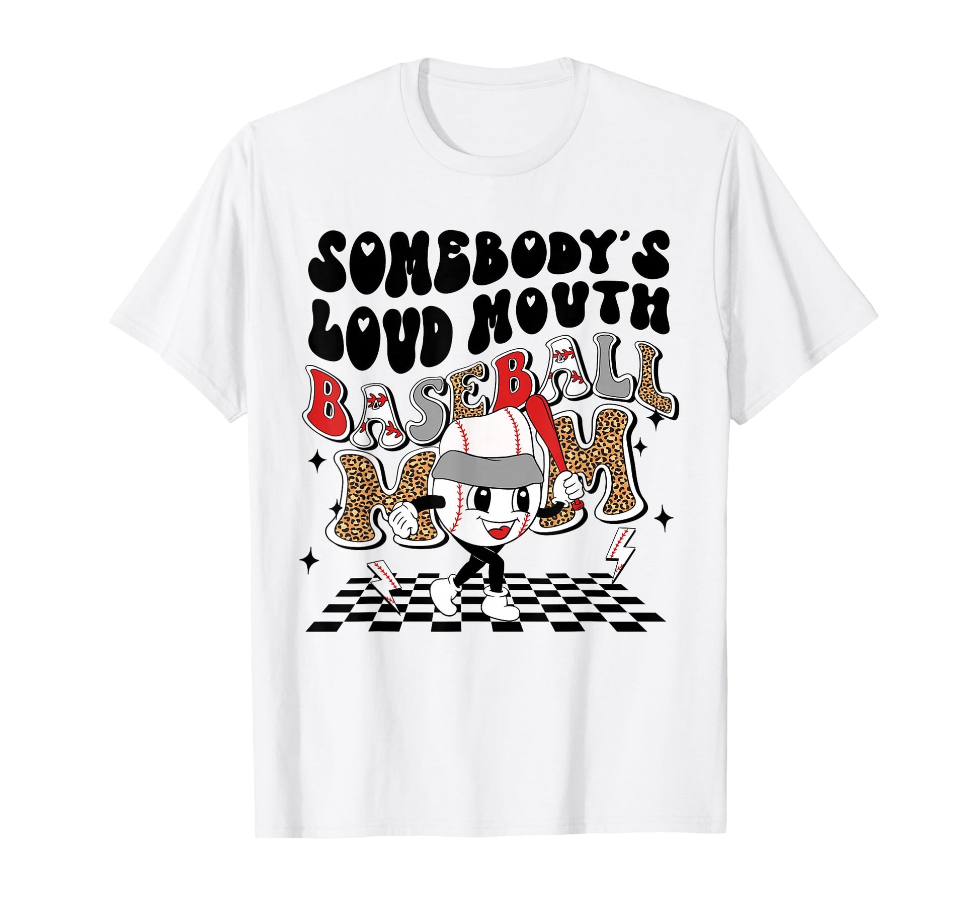 Baseball Mom Leopard Sports T-Shirt - Graphic Print Unisex - T-Shirt, Sweatshirt, Hoodie
