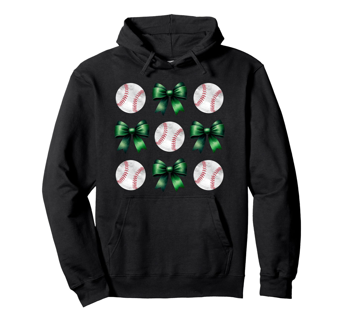 Baseballs Green Bows Ball Mom Gift Team Hoodie - Custom Art Print Unisex - T-Shirt, Sweatshirt, Hoodie