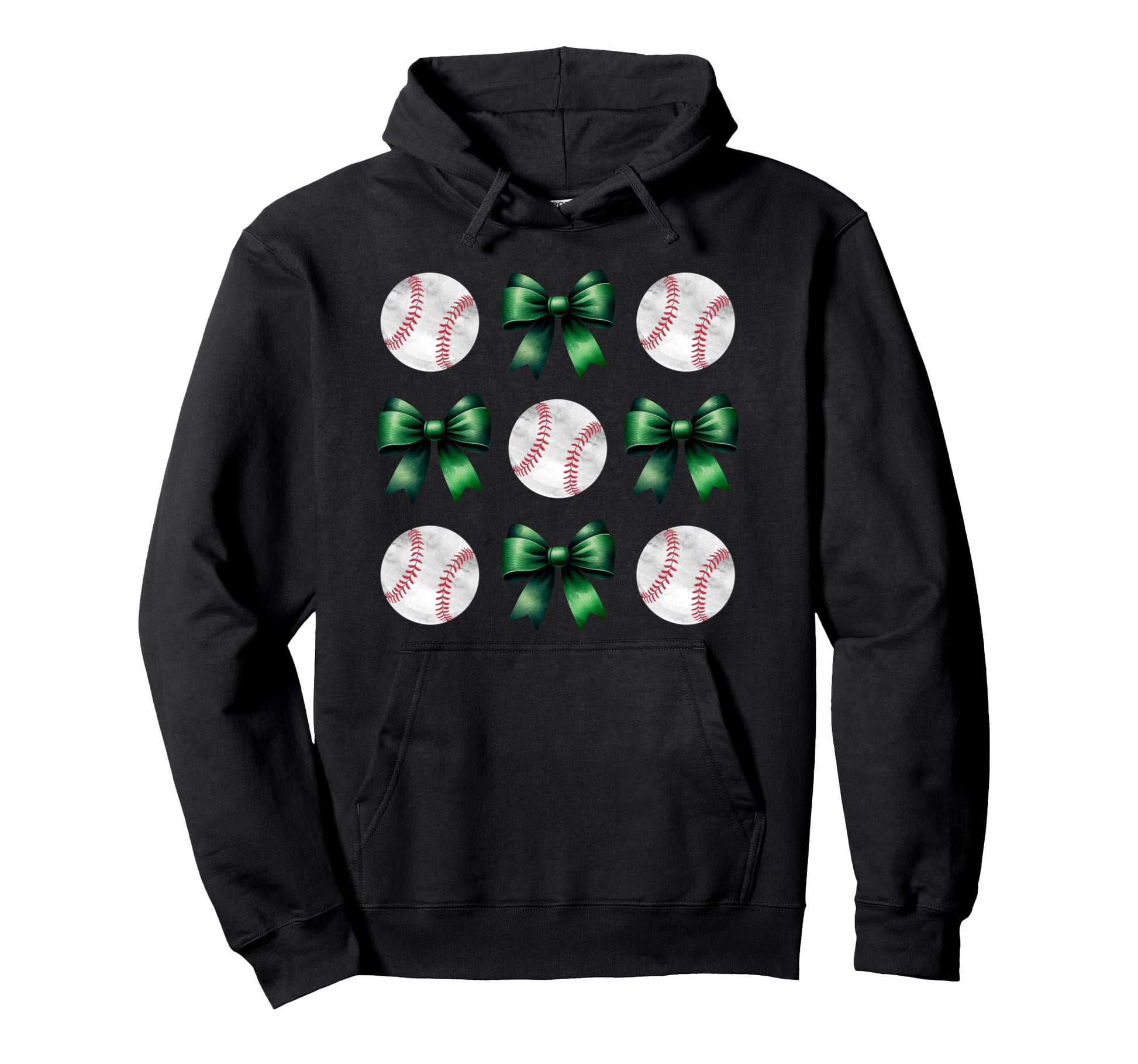 Baseballs Green Bows Ball Mom Gift Team Hoodie - Custom Art Print Unisex - T-Shirt, Sweatshirt, Hoodie